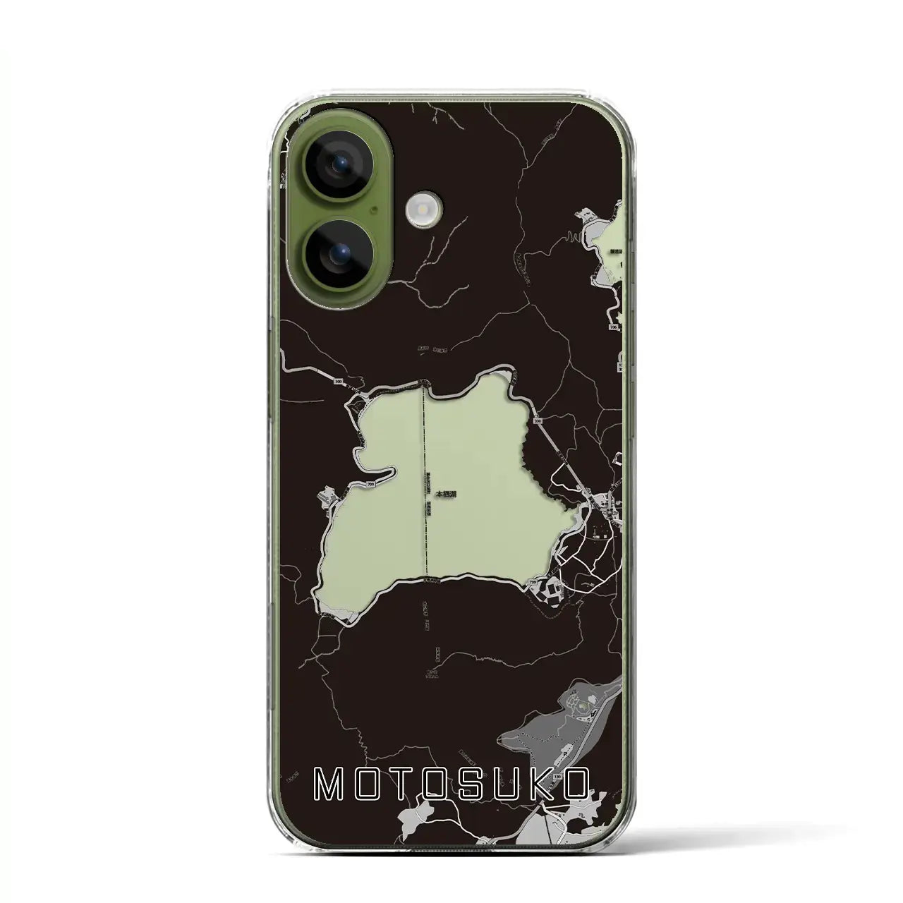 【本栖湖（山梨県）】地図柄iPhoneケース（クリアタイプ）