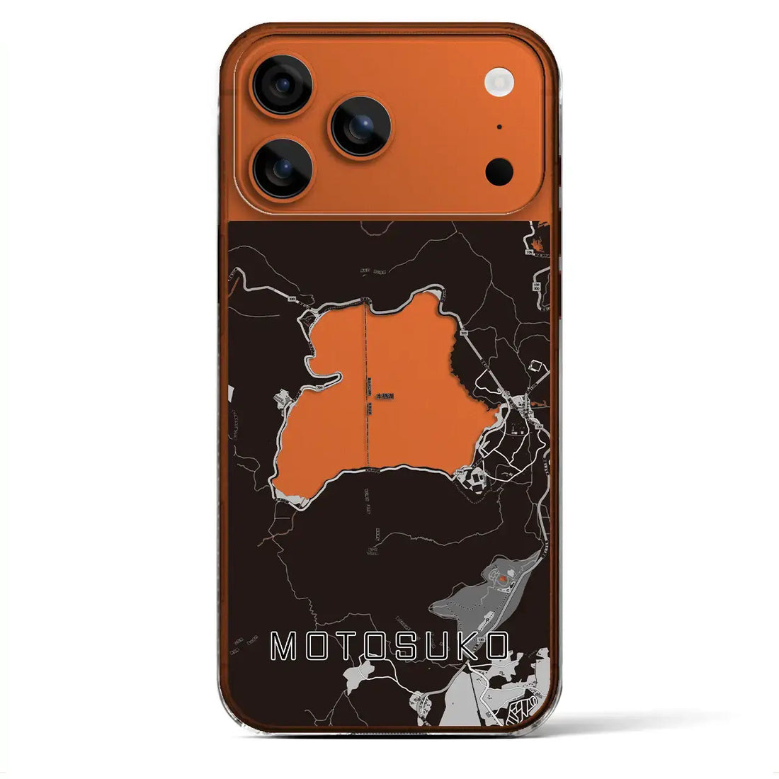 【本栖湖(山梨県)】地図柄iPhoneケース(クリアタイプ)モノトーン・iPhone 17 Pro Max 用