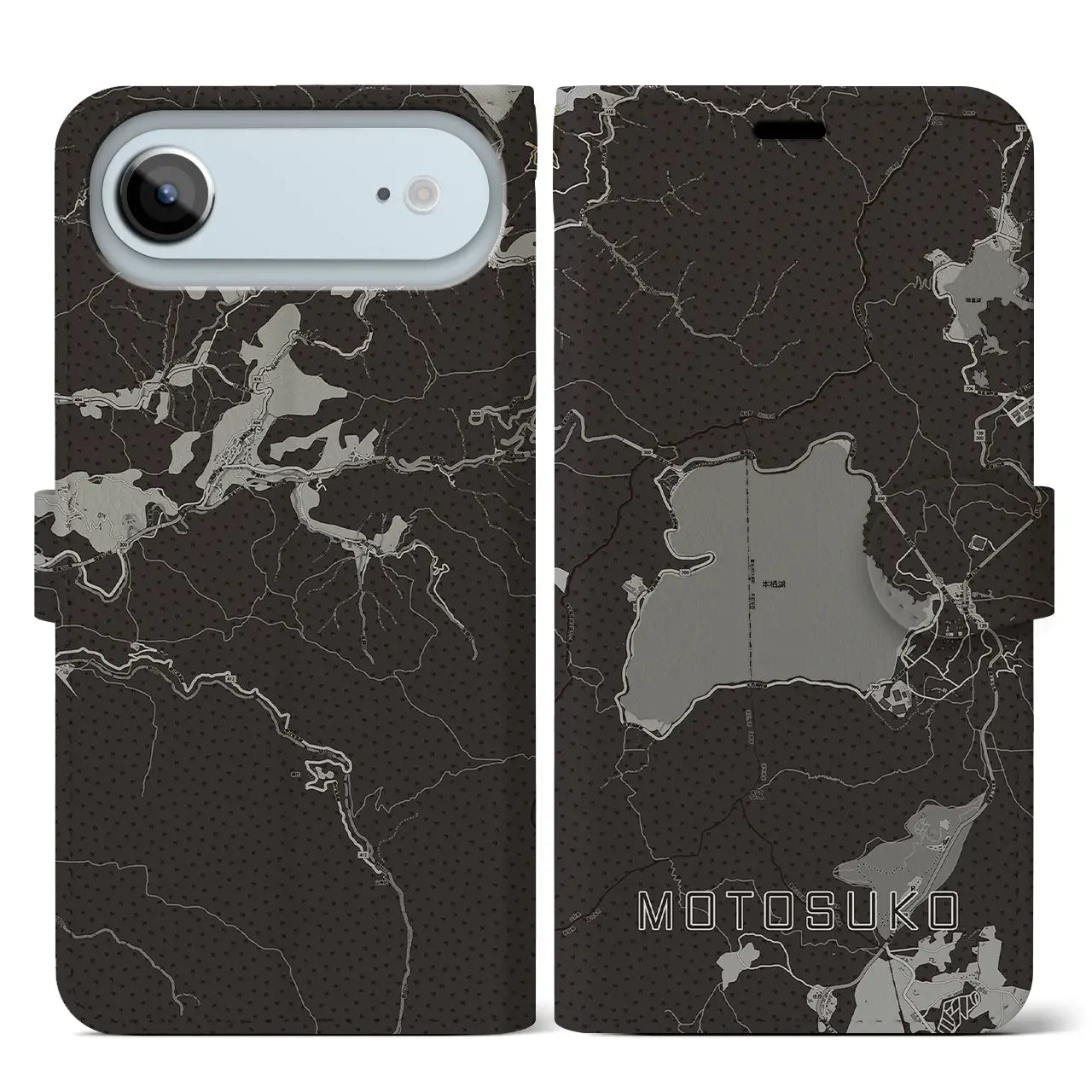 【本栖湖（山梨県）】地図柄iPhoneケース（手帳タイプ）