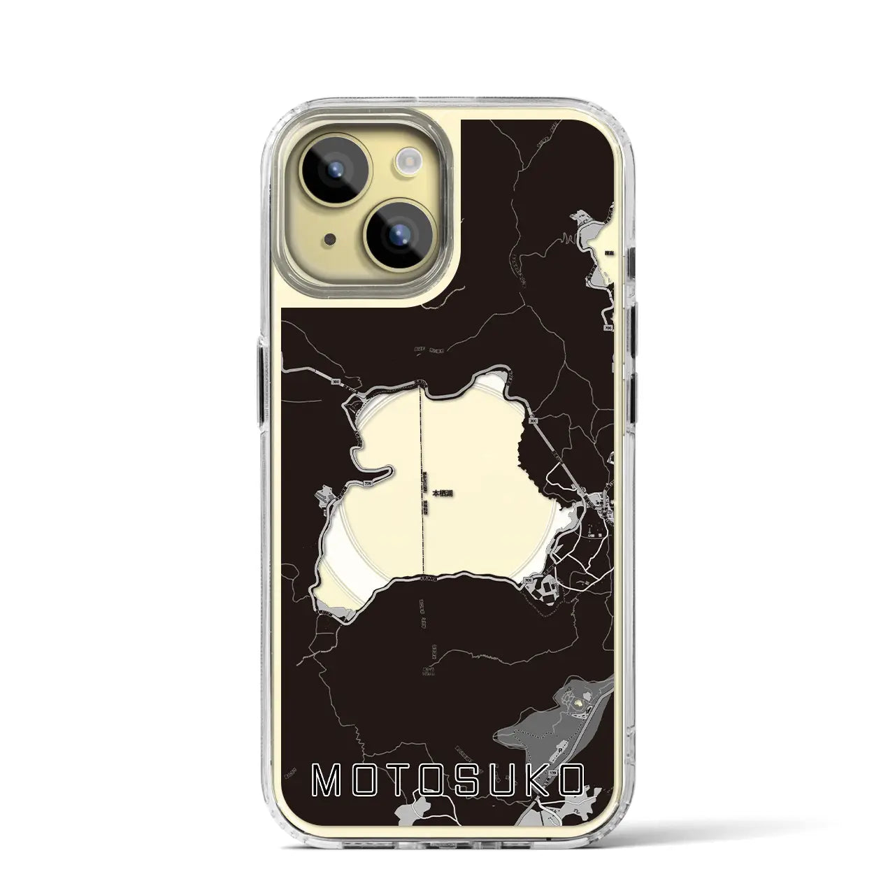 【本栖湖（山梨県）】地図柄iPhoneケース（MagSafeタイプ）