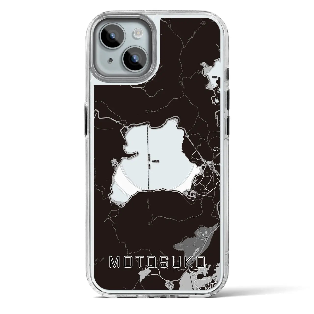 【本栖湖（山梨県）】地図柄iPhoneケース（MagSafeタイプ）