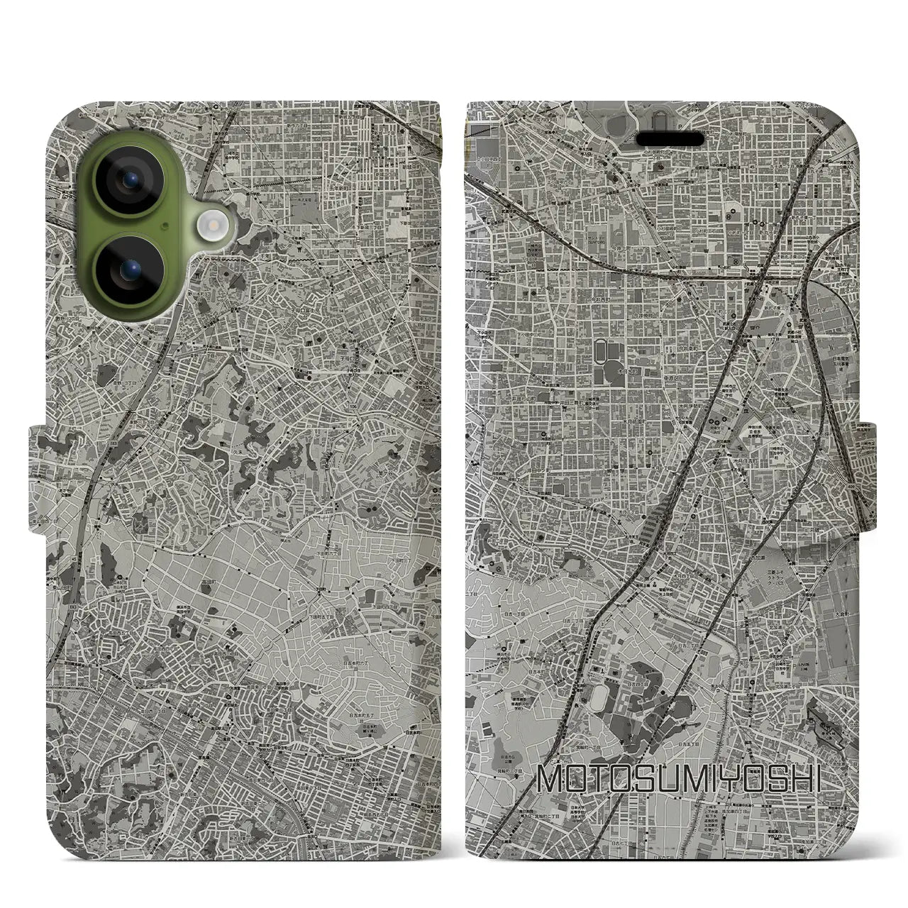 【元住吉（神奈川県）】地図柄iPhoneケース（手帳タイプ）