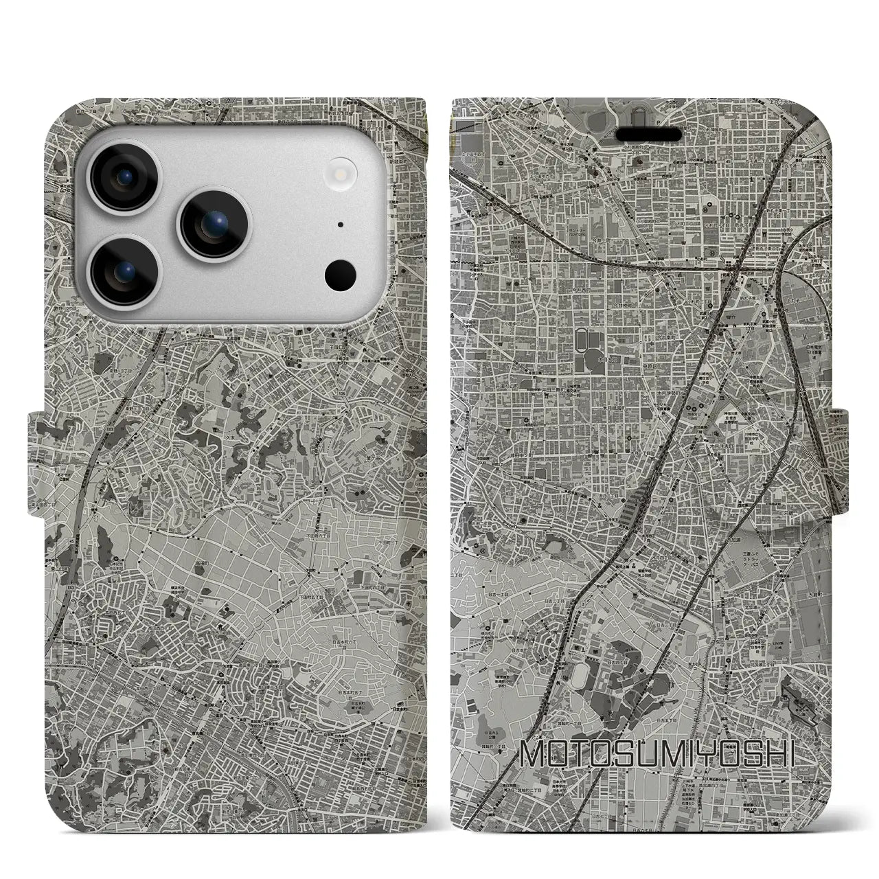 【元住吉（神奈川県）】地図柄iPhoneケース（手帳タイプ）