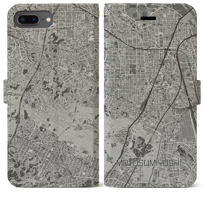 【元住吉（神奈川県）】地図柄iPhoneケース（手帳タイプ）モノトーン・iPhone 8Plus /7Plus / 6sPlus / 6Plus 用