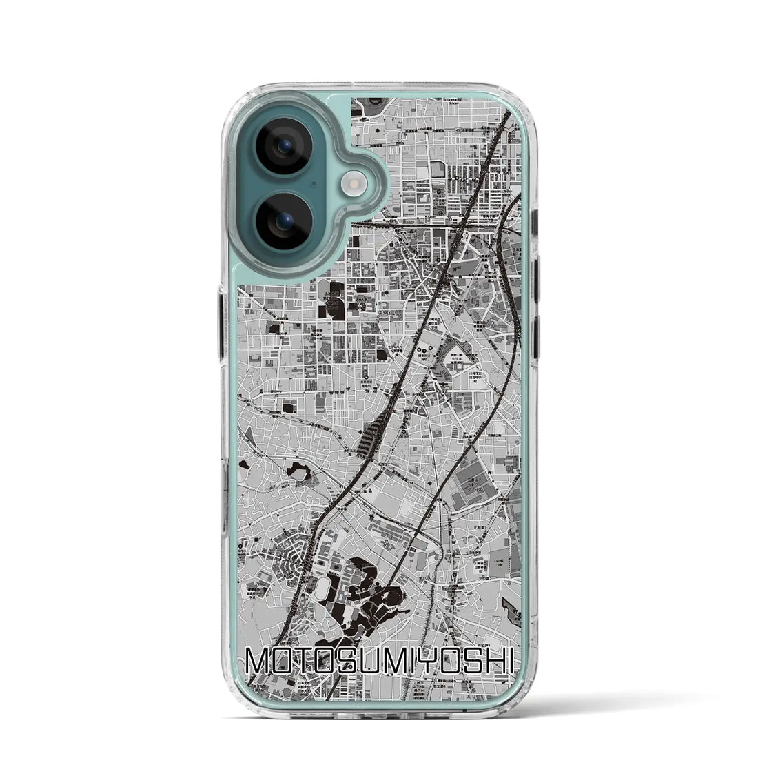 【元住吉（神奈川県）】地図柄iPhoneケース（MagSafeタイプ）モノトーン・iPhone 16 Pro 用