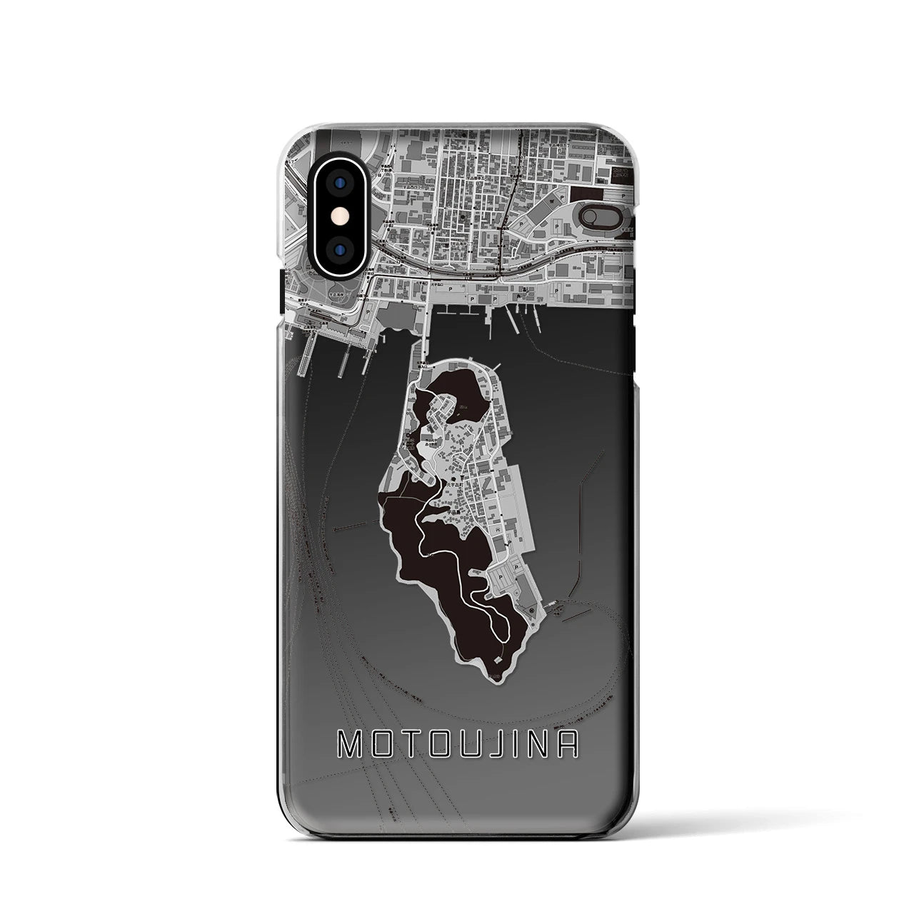 【元宇品（広島県）】地図柄iPhoneケース（クリアタイプ）モノトーン・iPhone XS / X 用