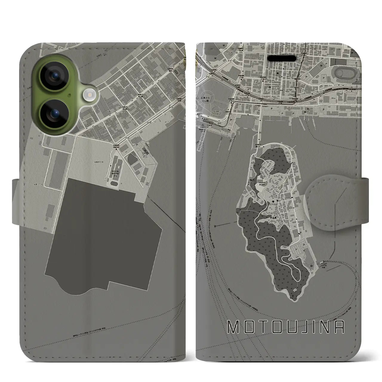 【元宇品（広島県）】地図柄iPhoneケース（手帳タイプ）