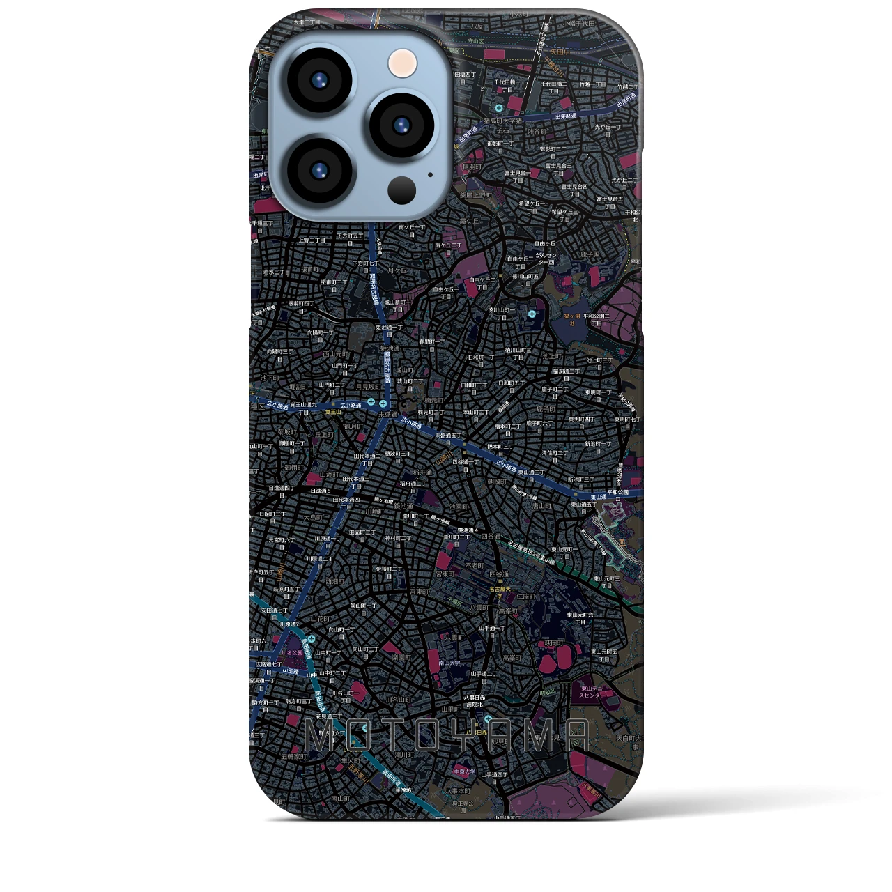 【本山（愛知県）】地図柄iPhoneケース（バックカバータイプ）