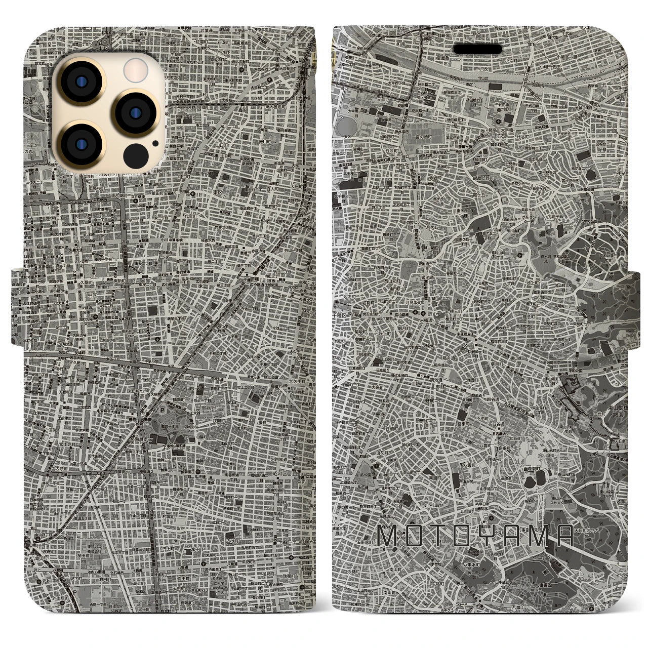 【本山（愛知県）】地図柄iPhoneケース（手帳タイプ）