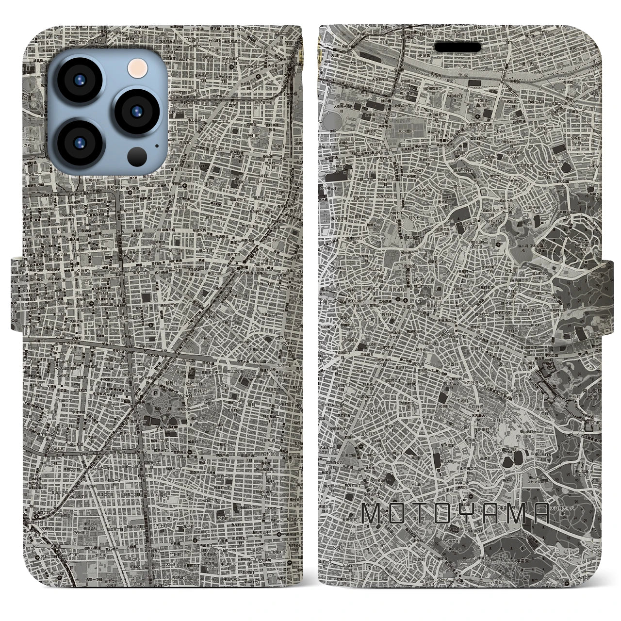 【本山（愛知県）】地図柄iPhoneケース（手帳タイプ）