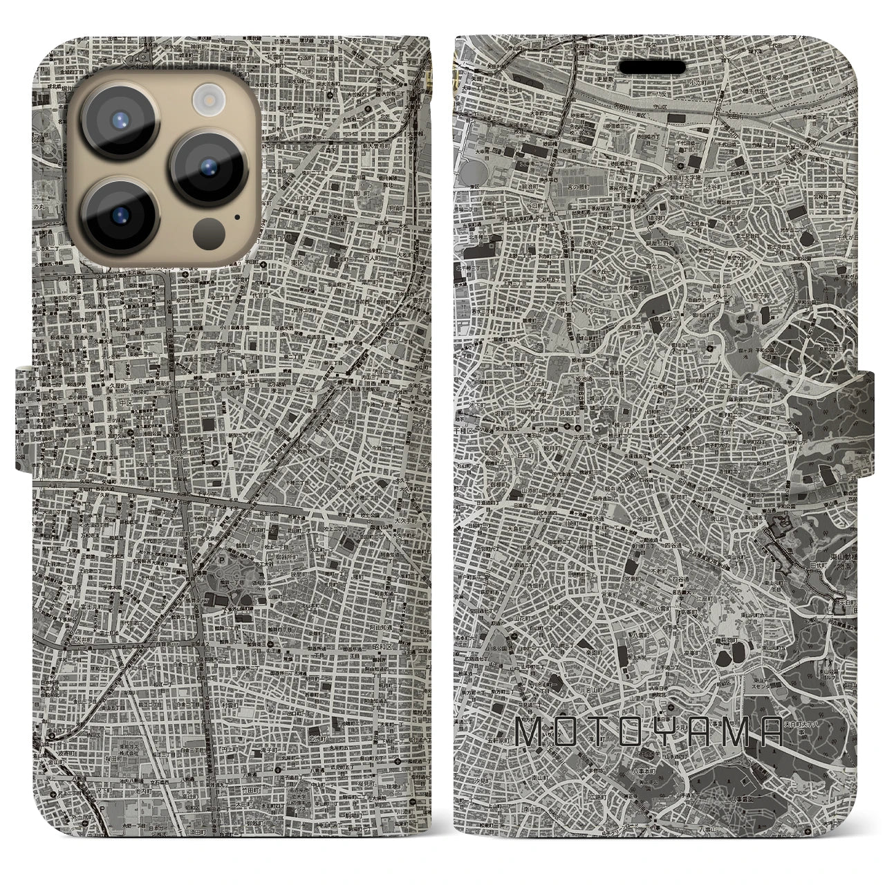 【本山（愛知県）】地図柄iPhoneケース（手帳タイプ）