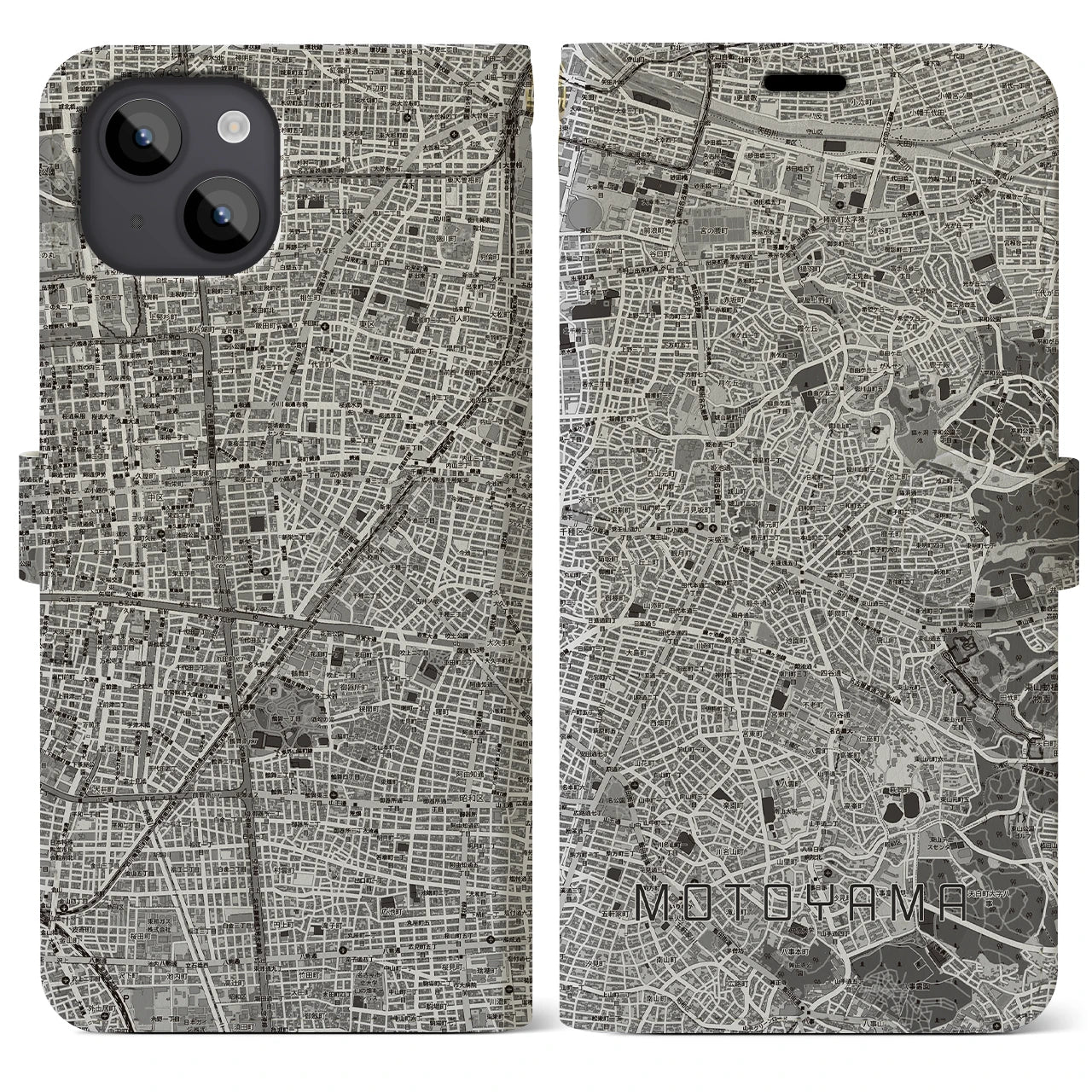 【本山（愛知県）】地図柄iPhoneケース（手帳タイプ）