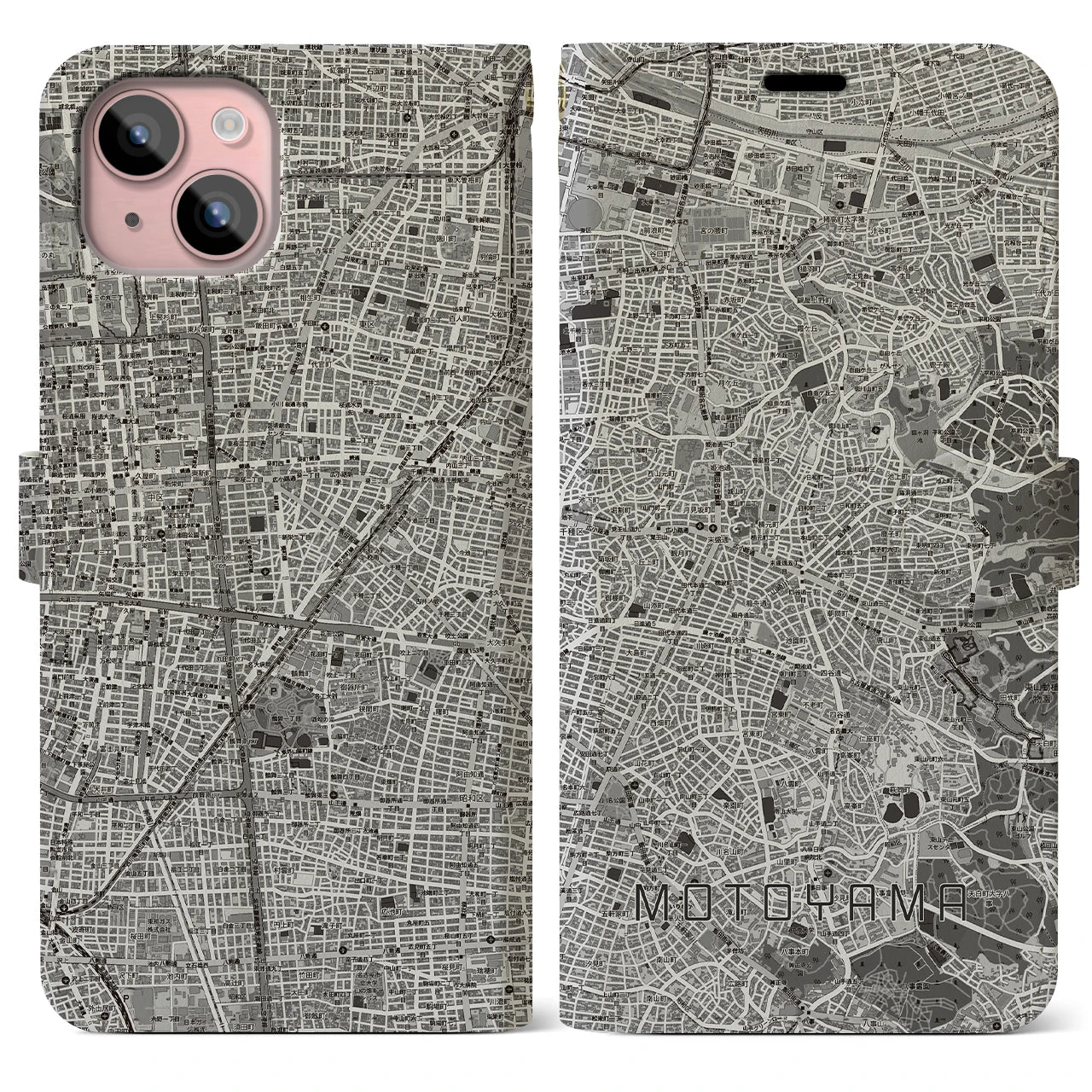 【本山（愛知県）】地図柄iPhoneケース（手帳タイプ）