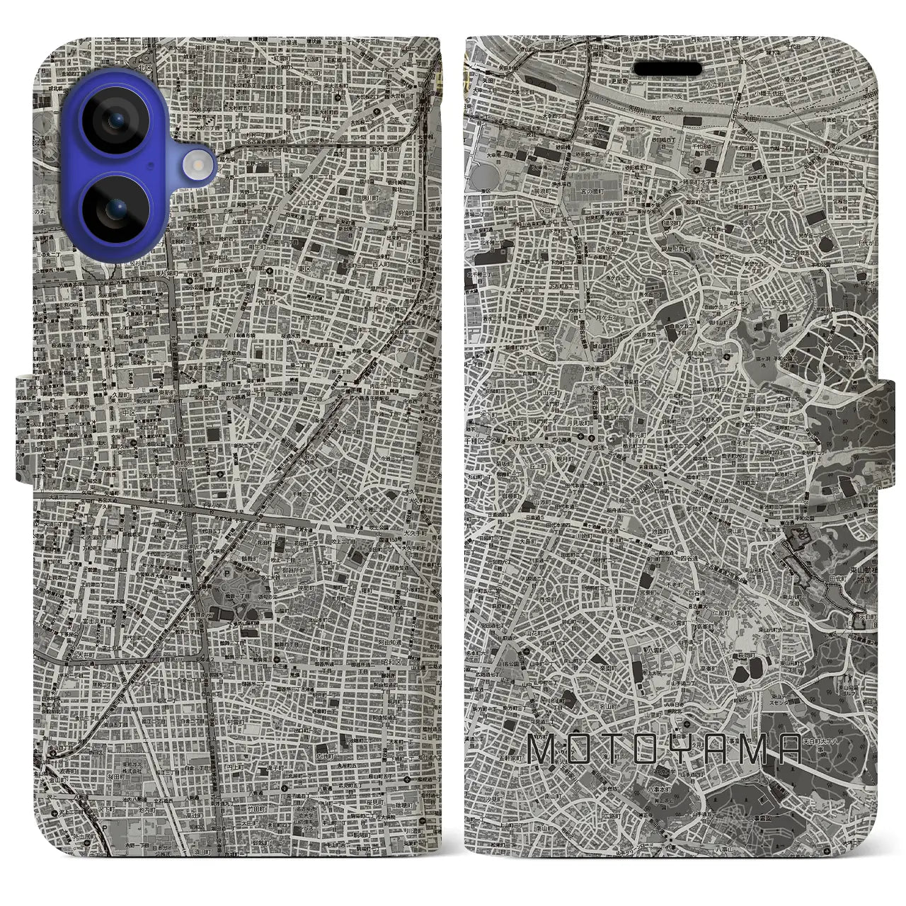 【本山（愛知県）】地図柄iPhoneケース（手帳タイプ）