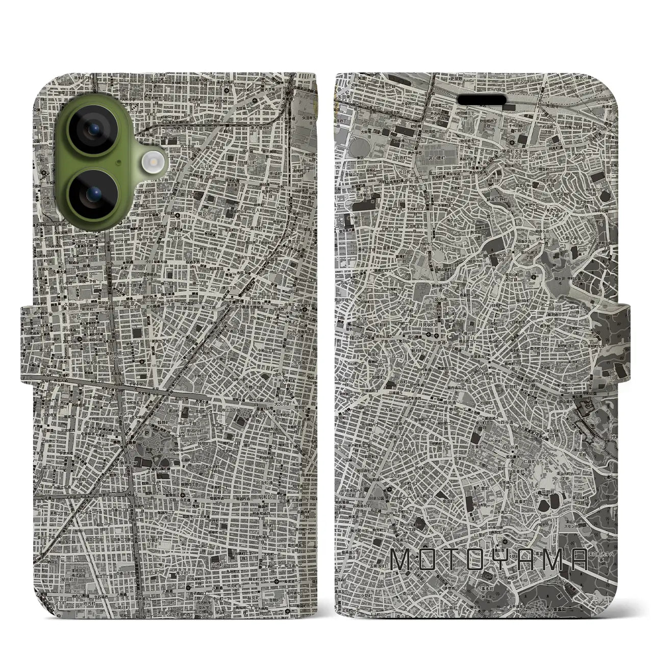 【本山（愛知県）】地図柄iPhoneケース（手帳タイプ）
