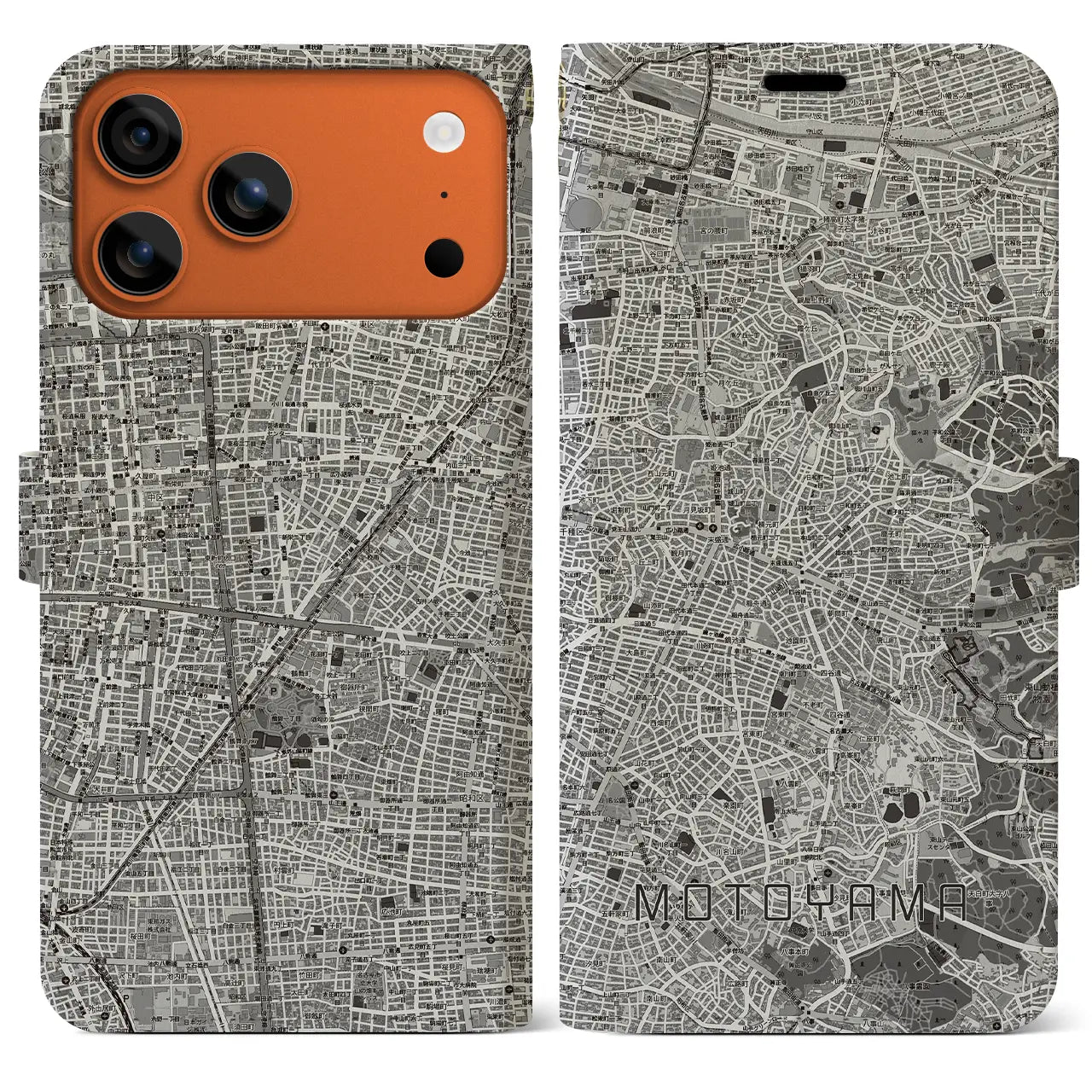 【本山（愛知県）】地図柄iPhoneケース（手帳タイプ）