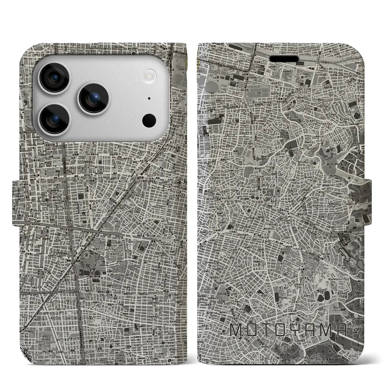【本山（愛知県）】地図柄iPhoneケース（手帳タイプ）