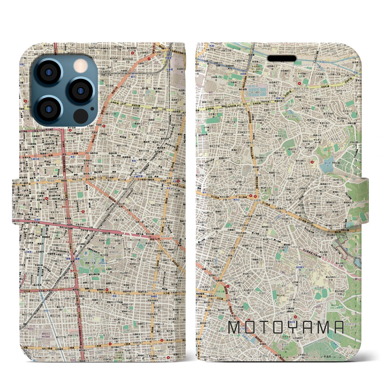 【本山（愛知県）】地図柄iPhoneケース（手帳タイプ）