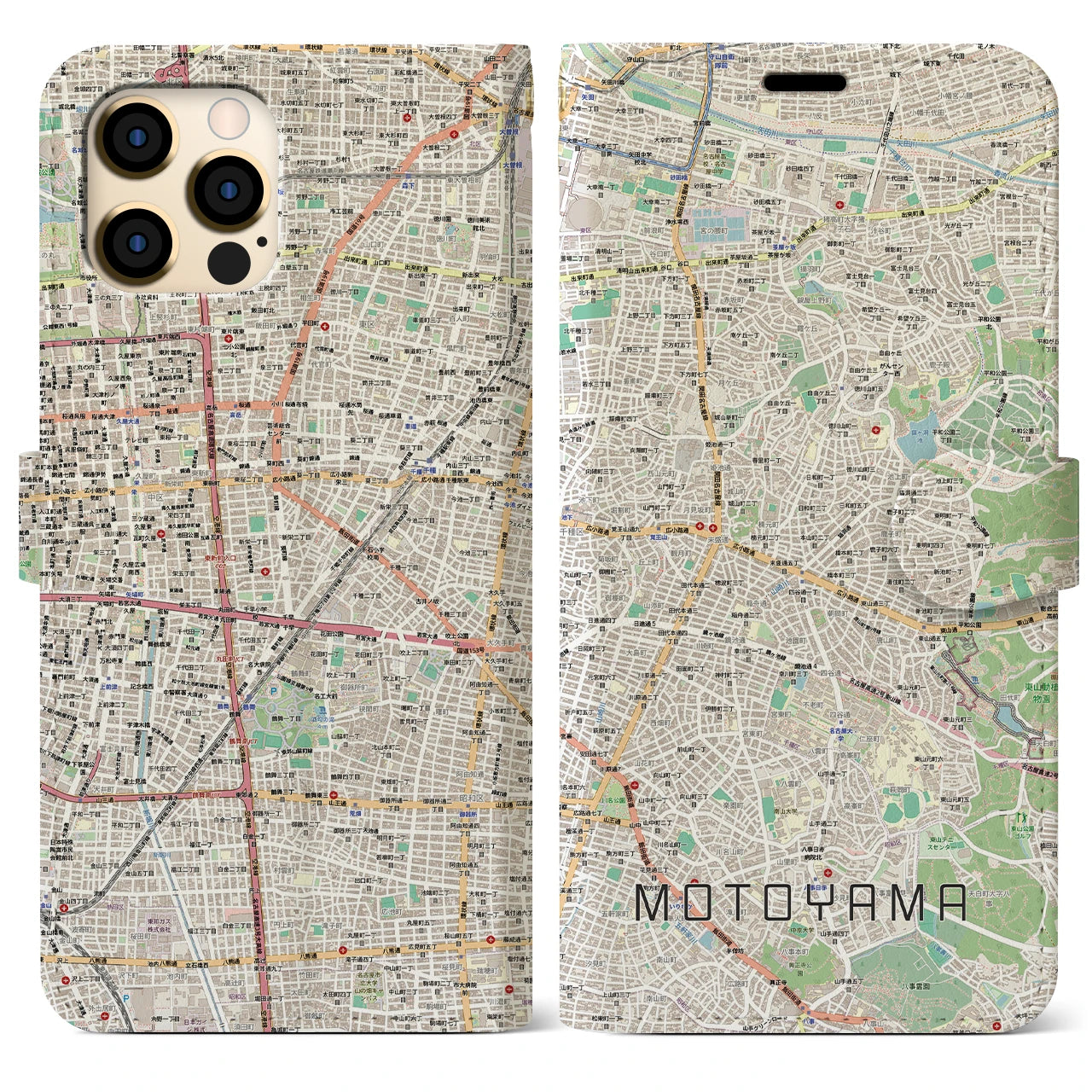 【本山（愛知県）】地図柄iPhoneケース（手帳タイプ）