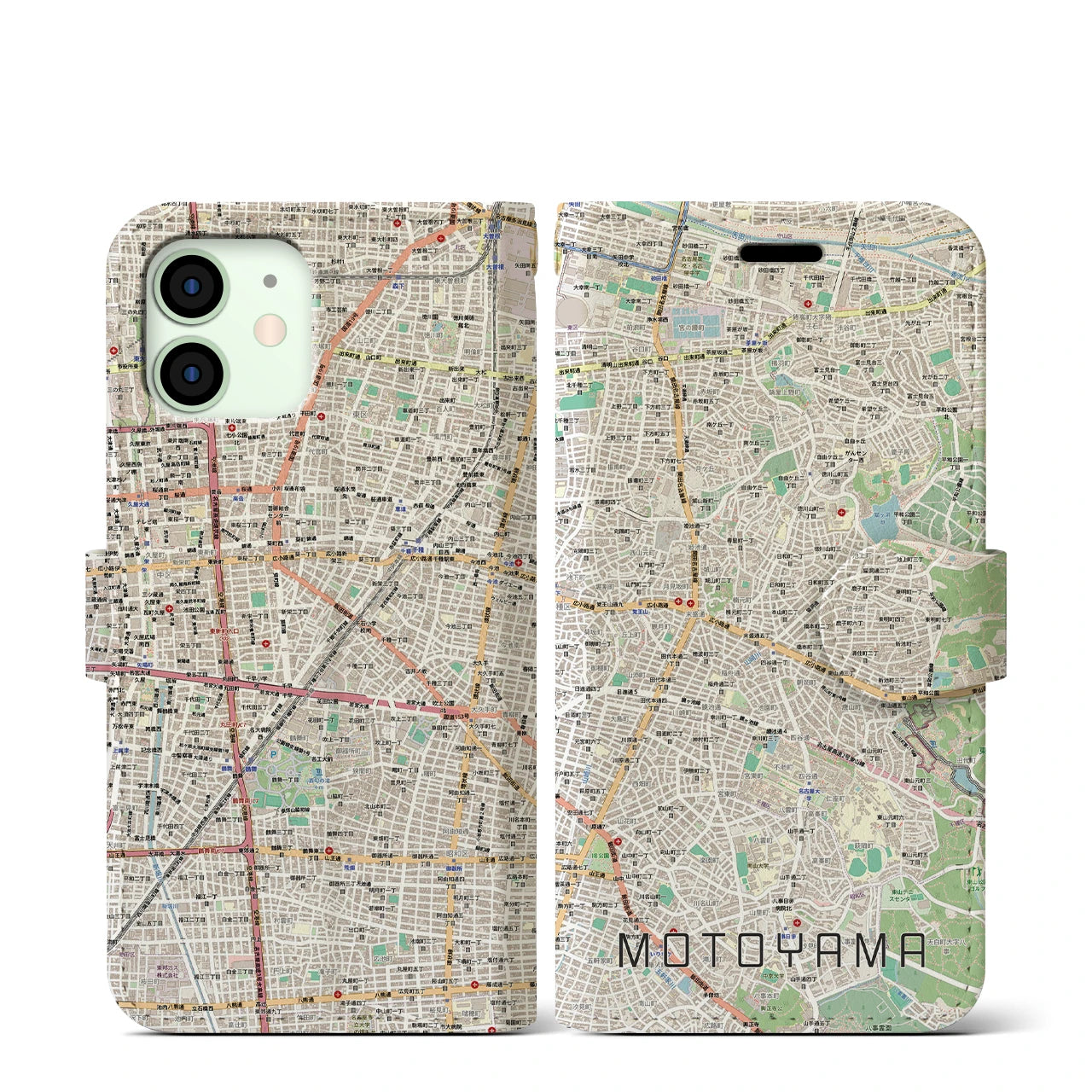 【本山（愛知県）】地図柄iPhoneケース（手帳タイプ）