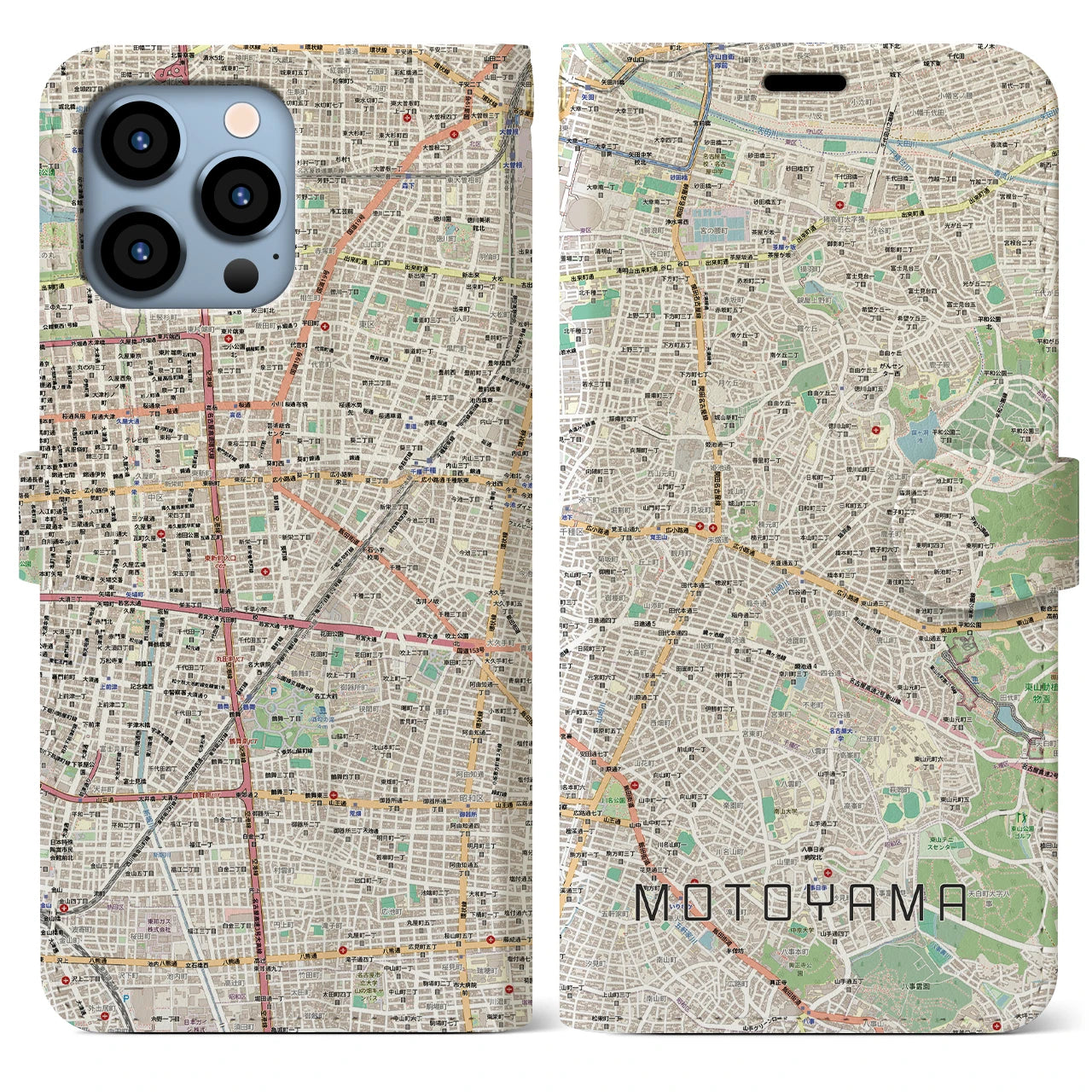 【本山（愛知県）】地図柄iPhoneケース（手帳タイプ）