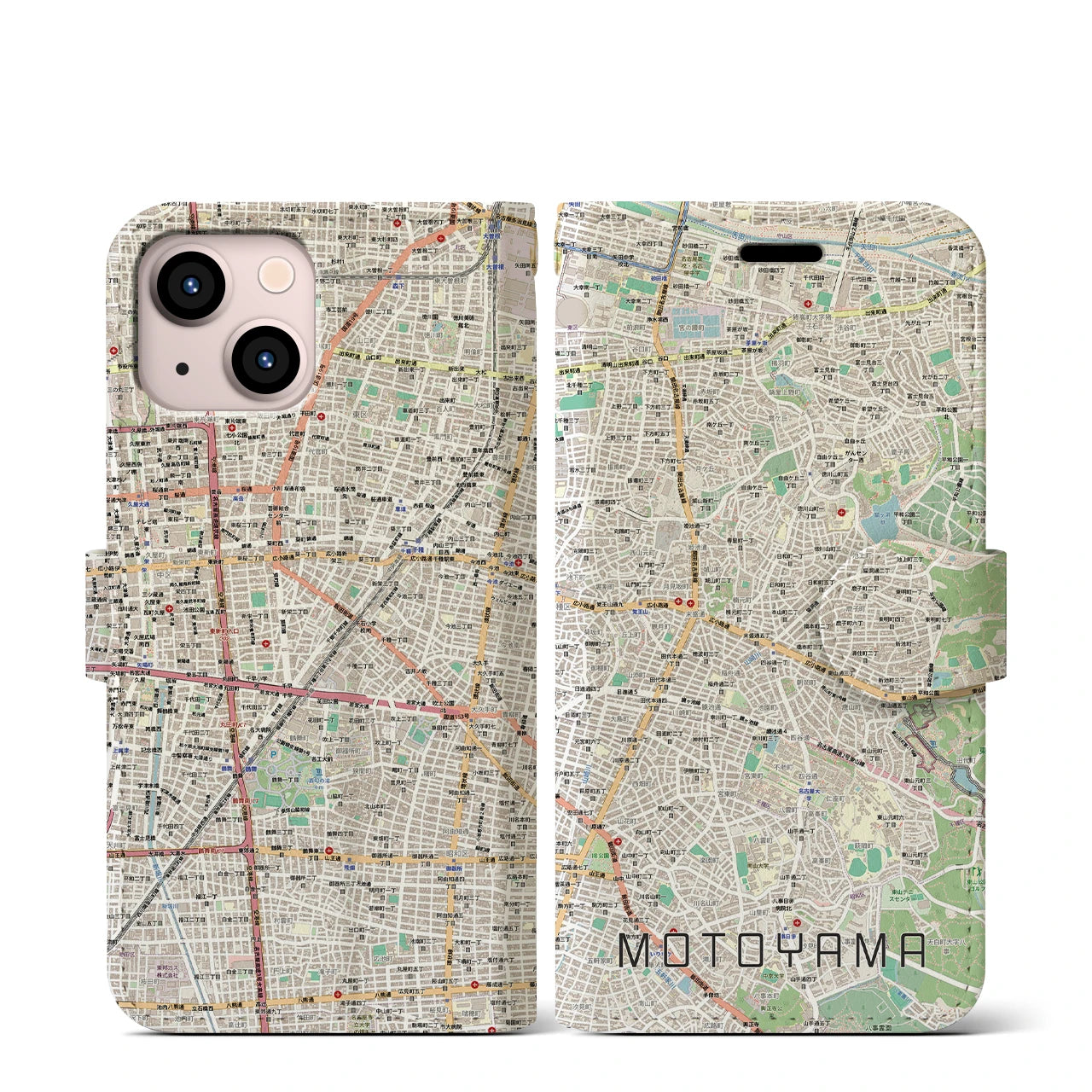 【本山（愛知県）】地図柄iPhoneケース（手帳タイプ）