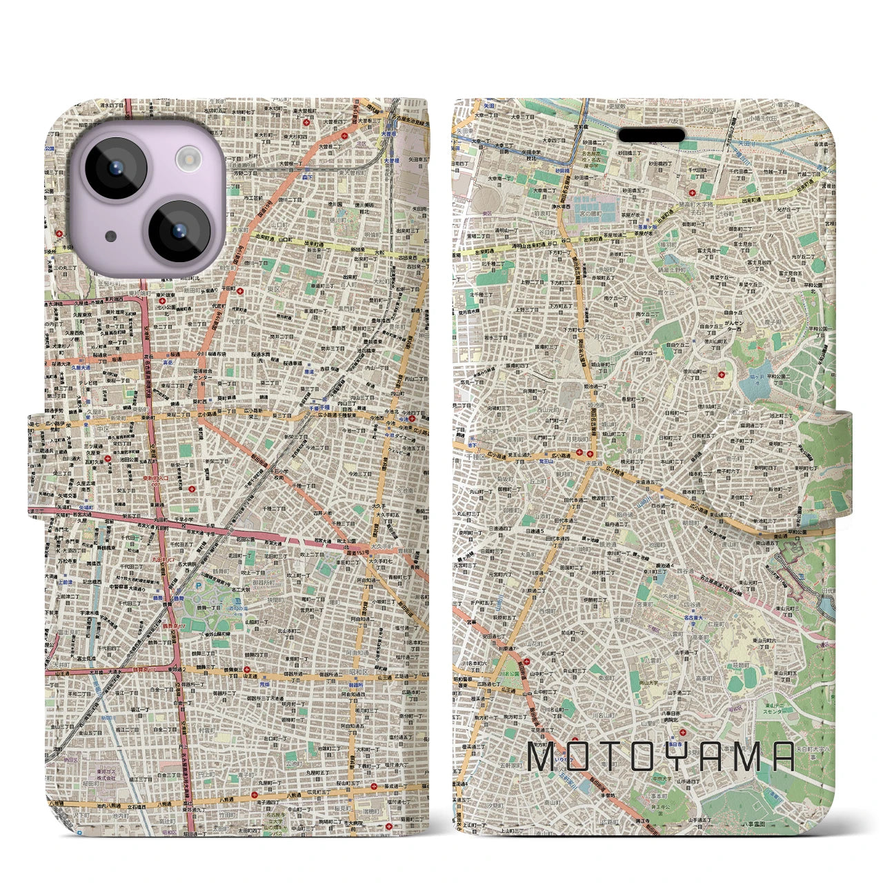 【本山（愛知県）】地図柄iPhoneケース（手帳タイプ）
