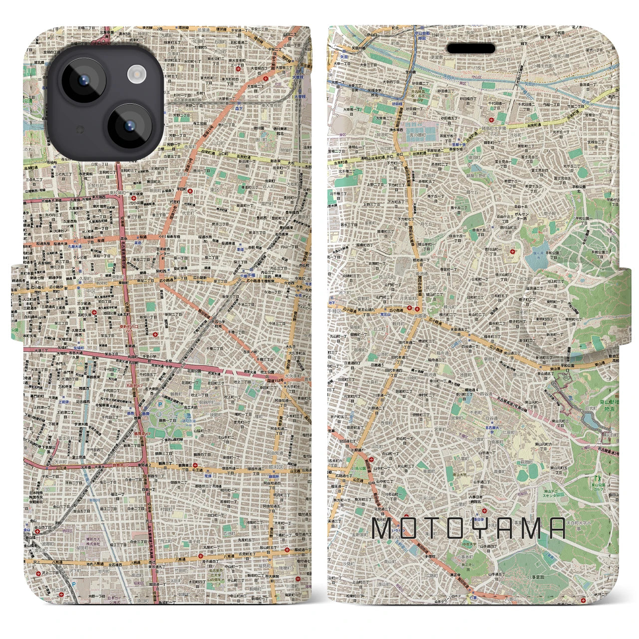 【本山（愛知県）】地図柄iPhoneケース（手帳タイプ）