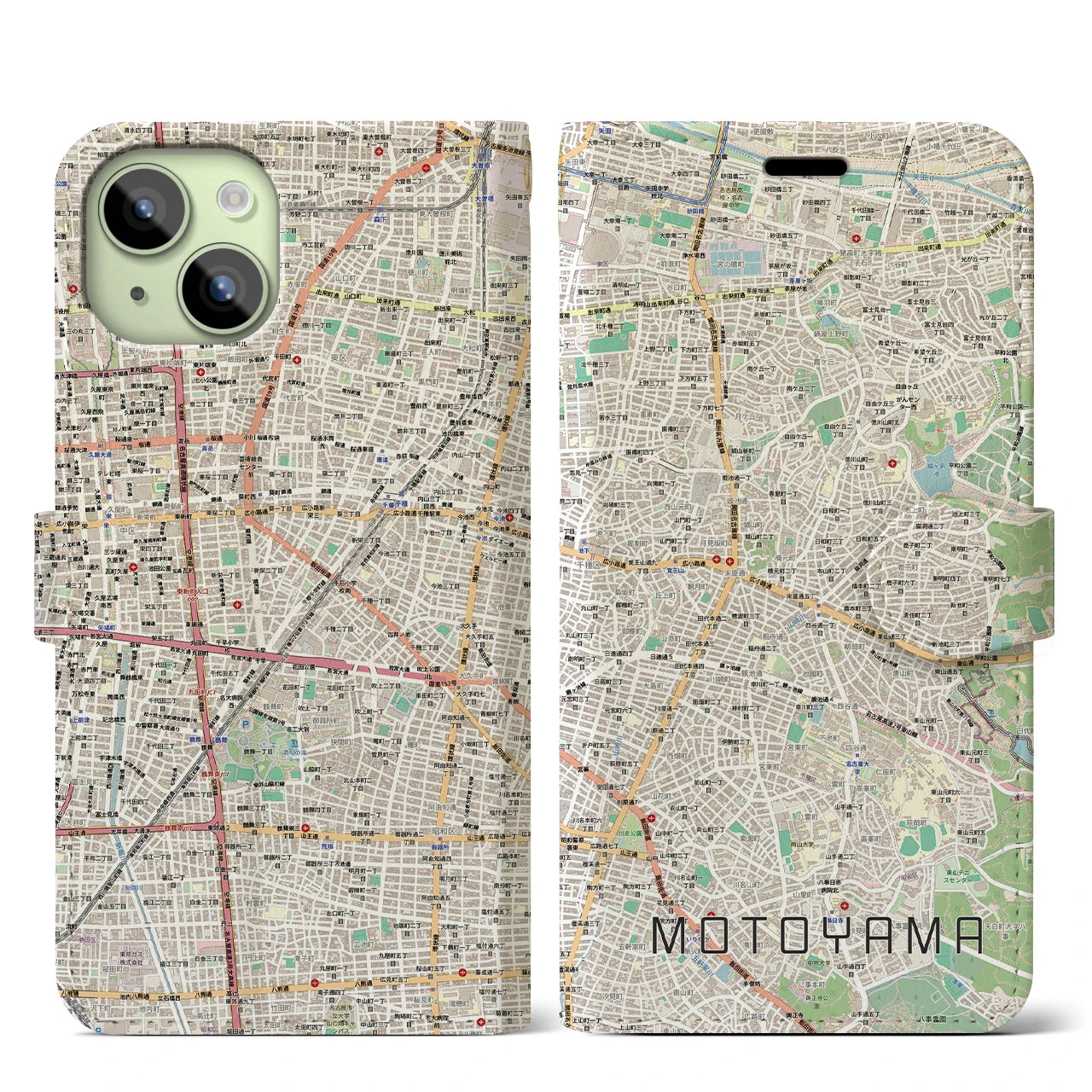 【本山（愛知県）】地図柄iPhoneケース（手帳タイプ）