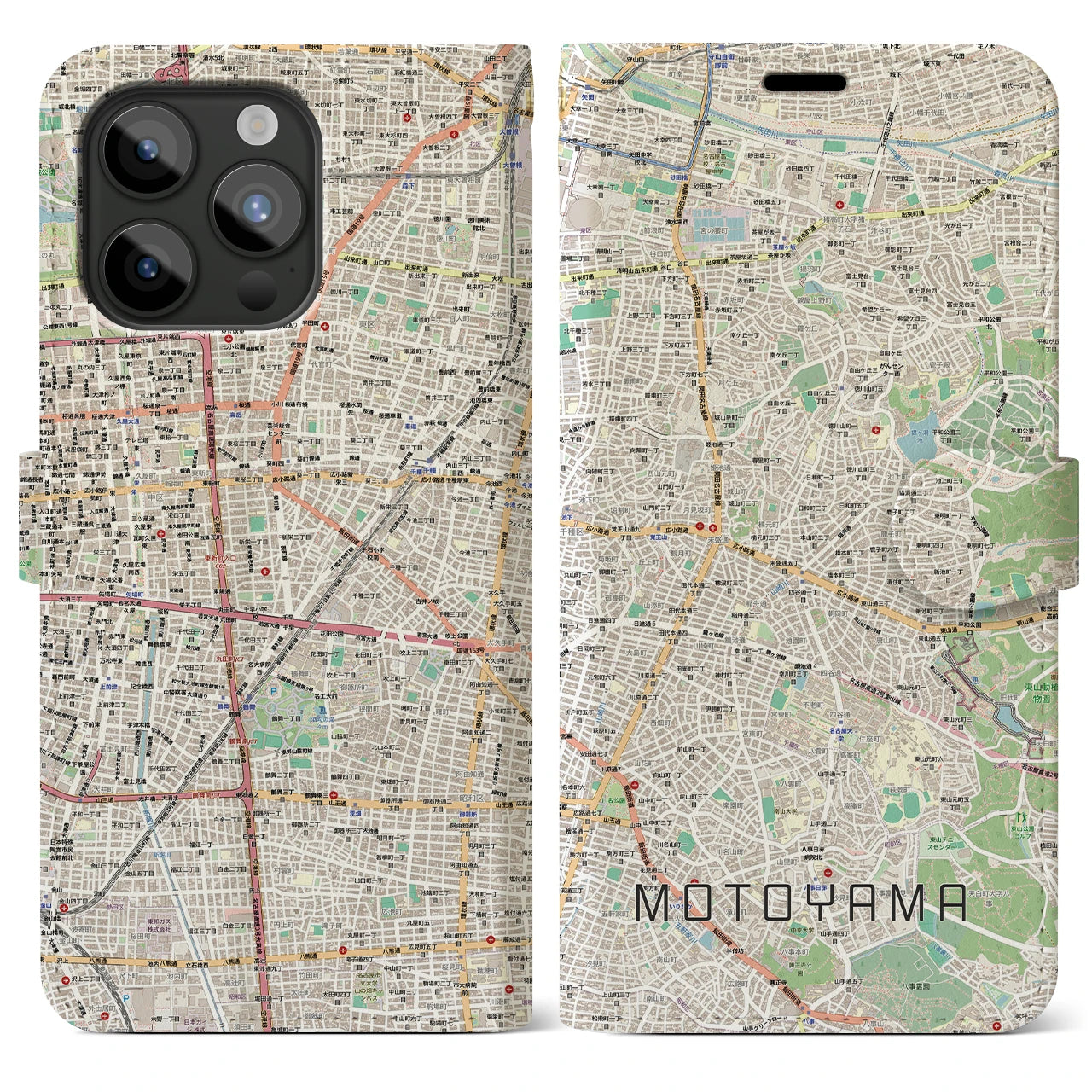 【本山（愛知県）】地図柄iPhoneケース（手帳タイプ）