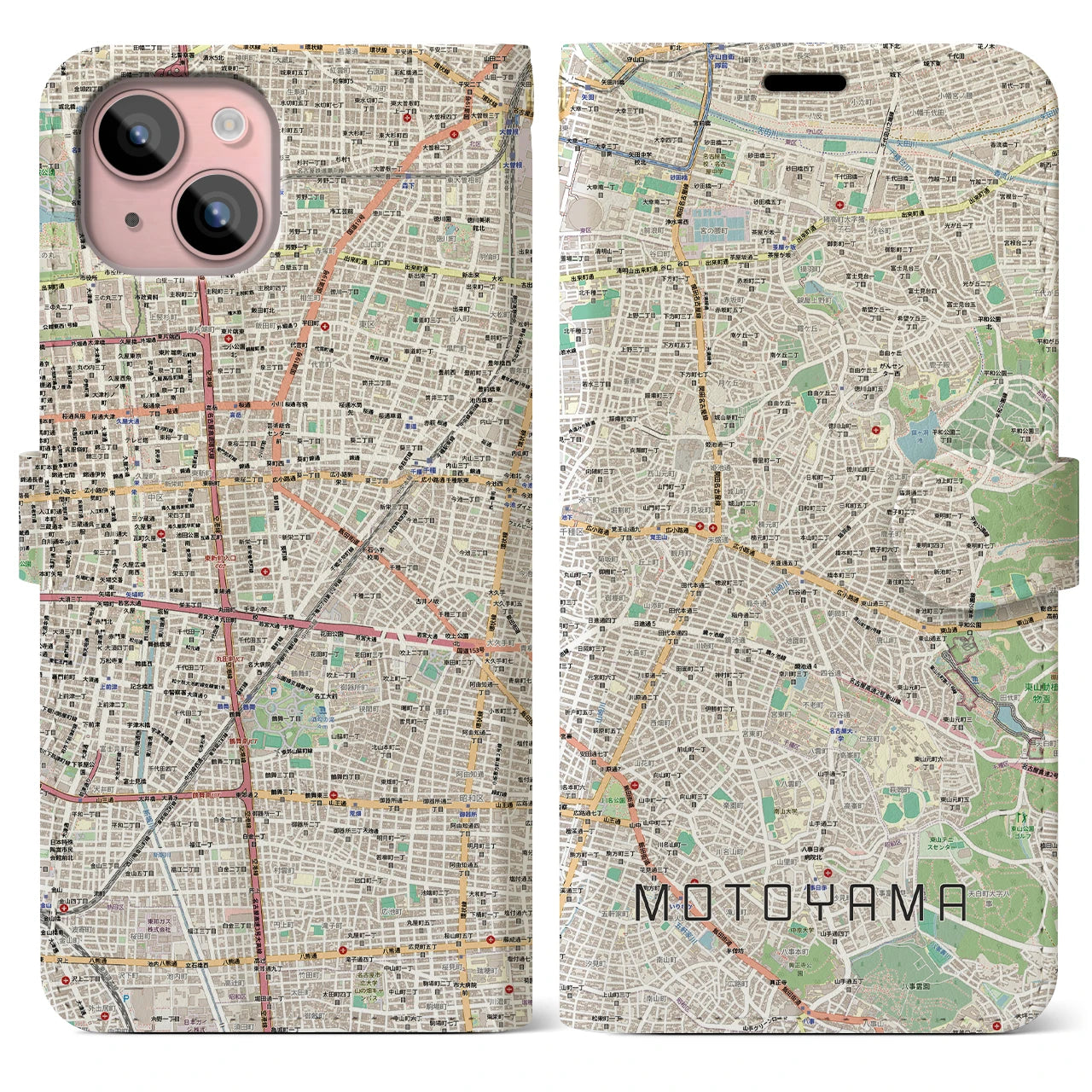 【本山（愛知県）】地図柄iPhoneケース（手帳タイプ）