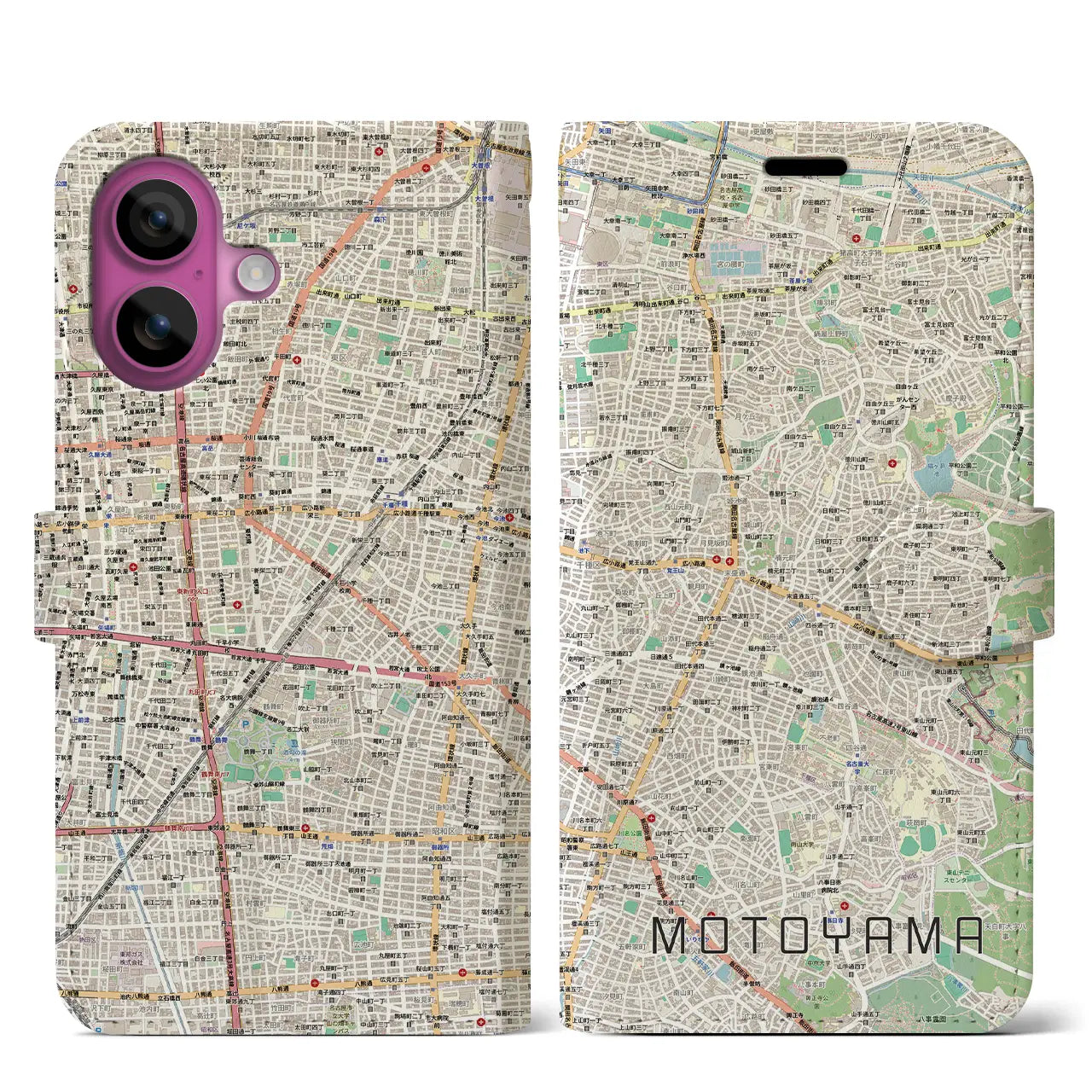 【本山（愛知県）】地図柄iPhoneケース（手帳タイプ）