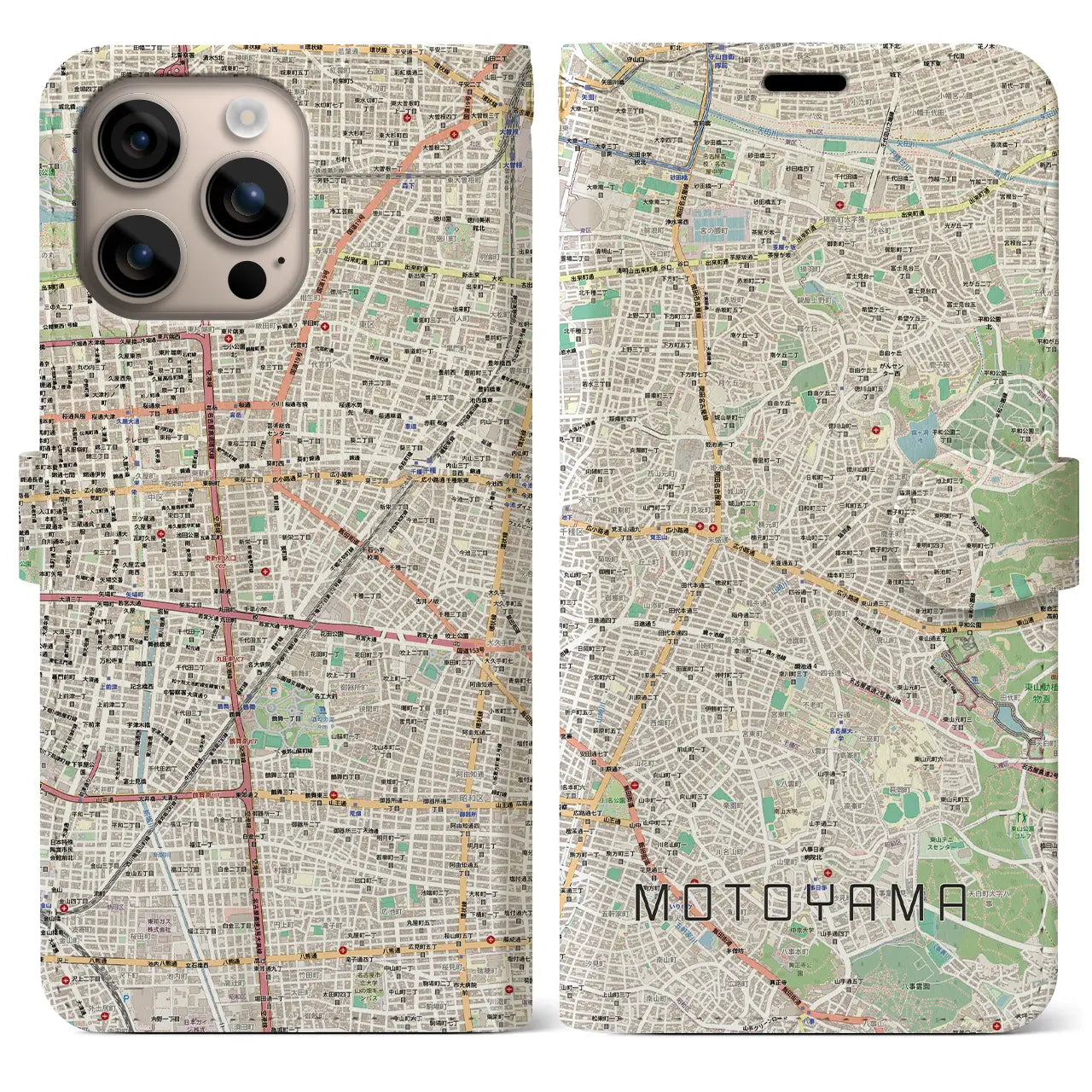 【本山（愛知県）】地図柄iPhoneケース（手帳タイプ）