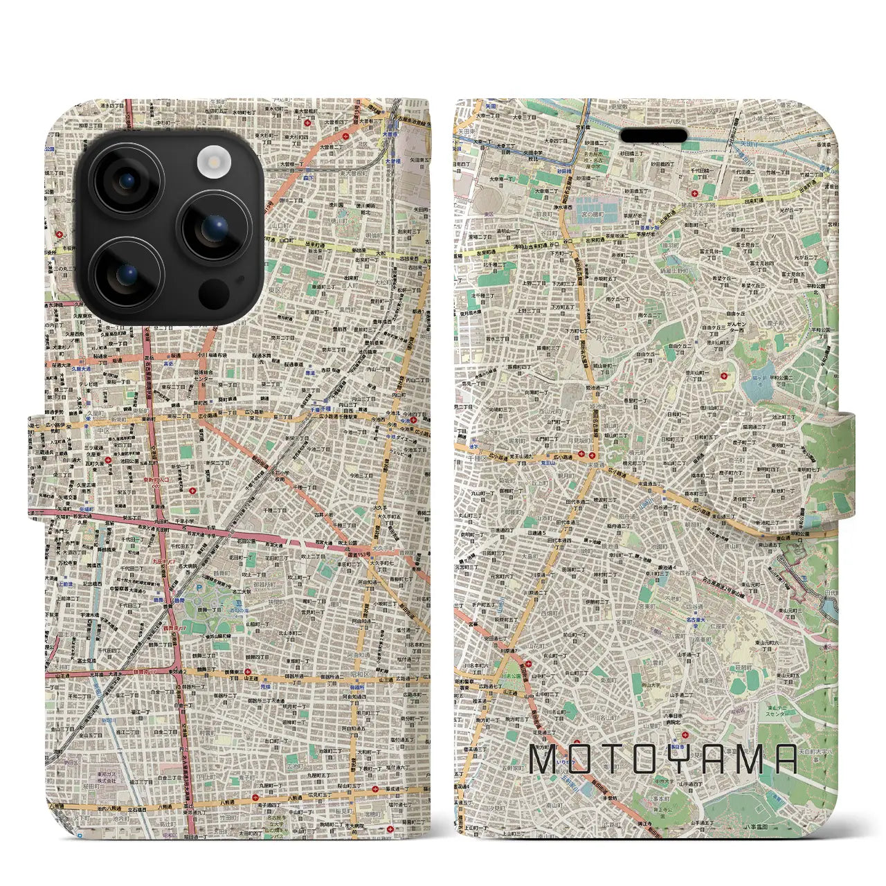 【本山（愛知県）】地図柄iPhoneケース（手帳タイプ）
