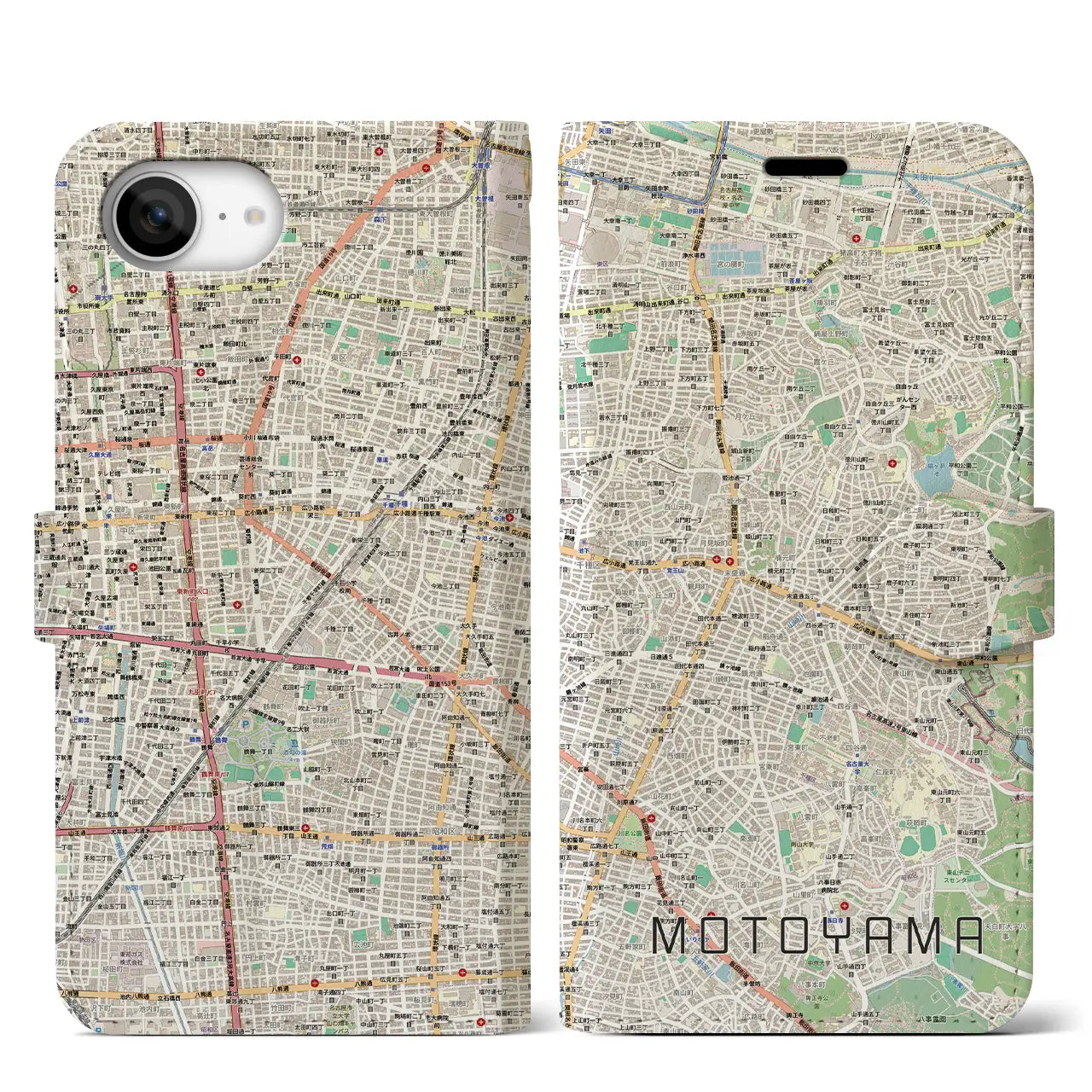 【本山（愛知県）】地図柄iPhoneケース（手帳タイプ）