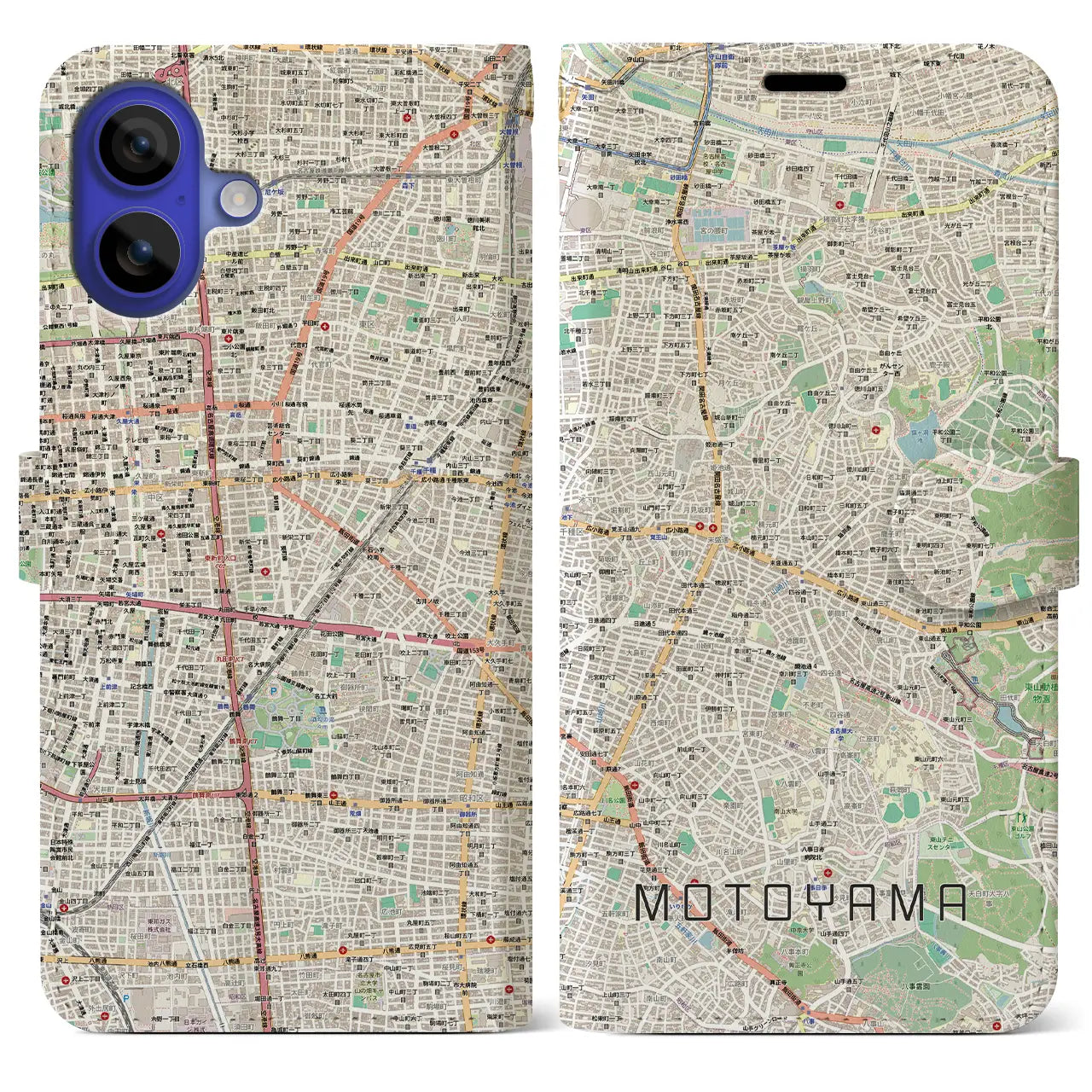 【本山（愛知県）】地図柄iPhoneケース（手帳タイプ）
