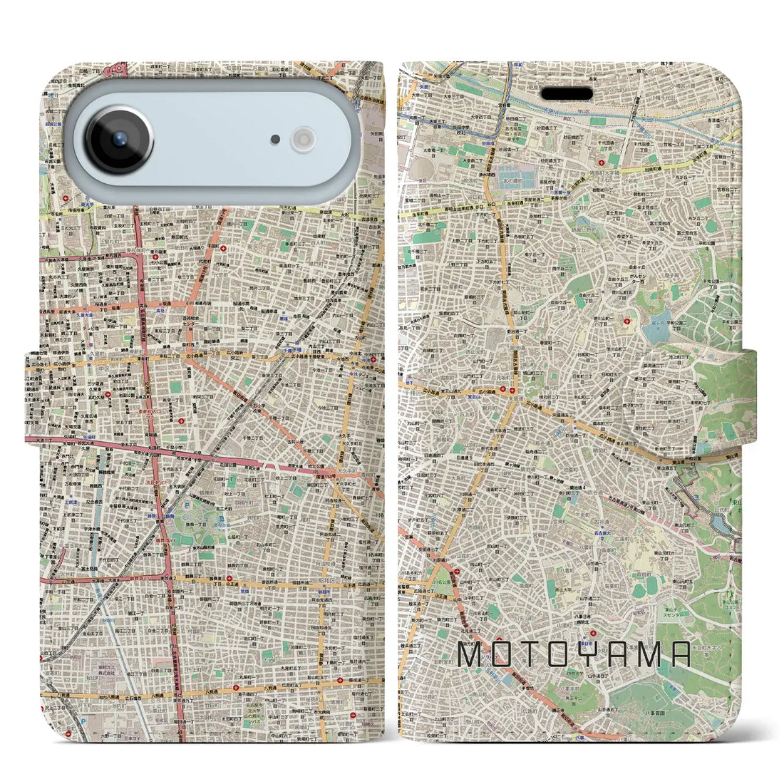 【本山（愛知県）】地図柄iPhoneケース（手帳タイプ）モノトーン・iPhone 17 Pro Max 用