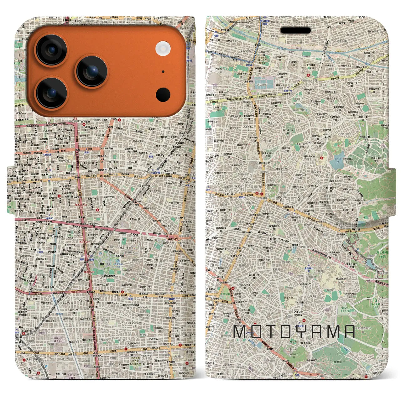 【本山（愛知県）】地図柄iPhoneケース（手帳タイプ）