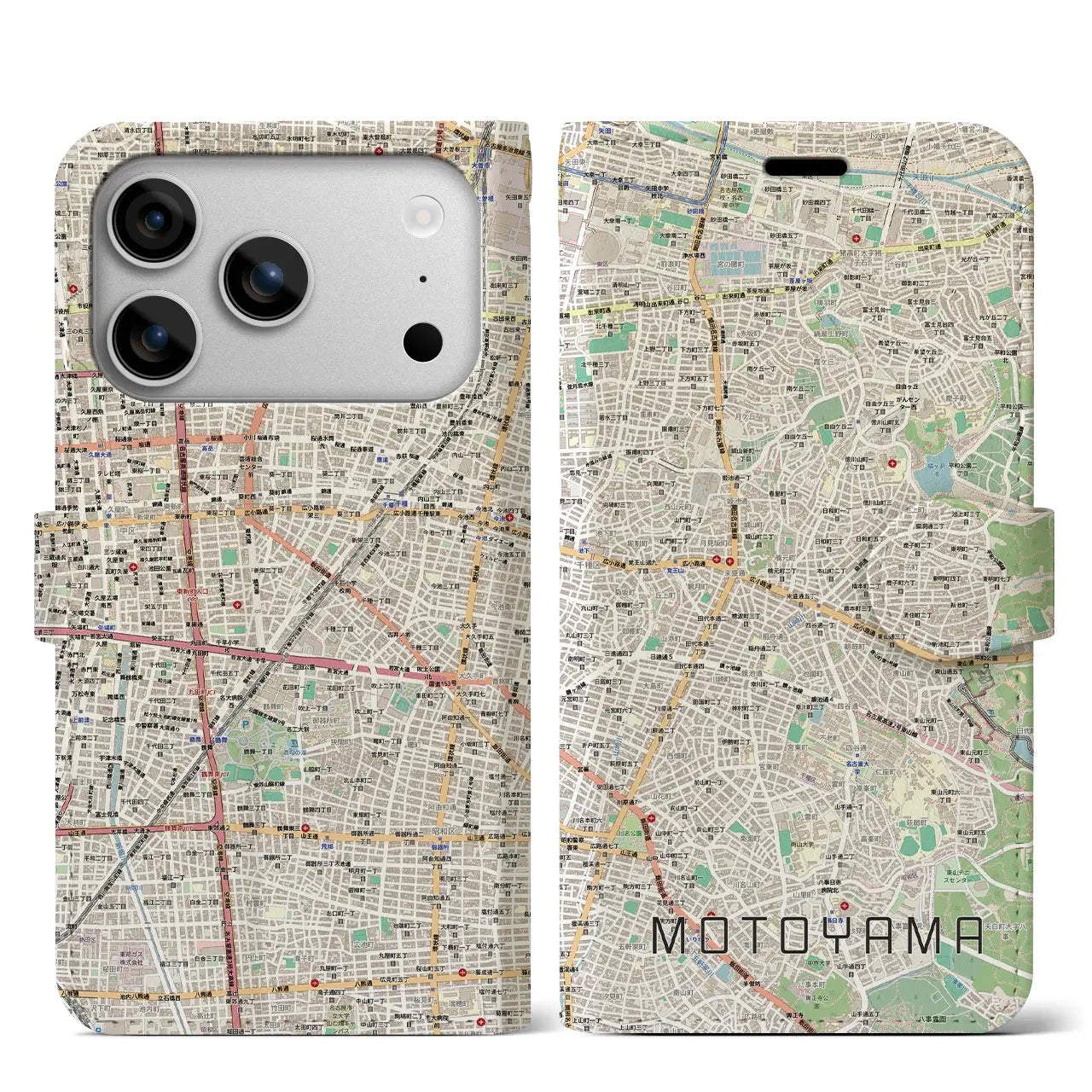 【本山（愛知県）】地図柄iPhoneケース（手帳タイプ）