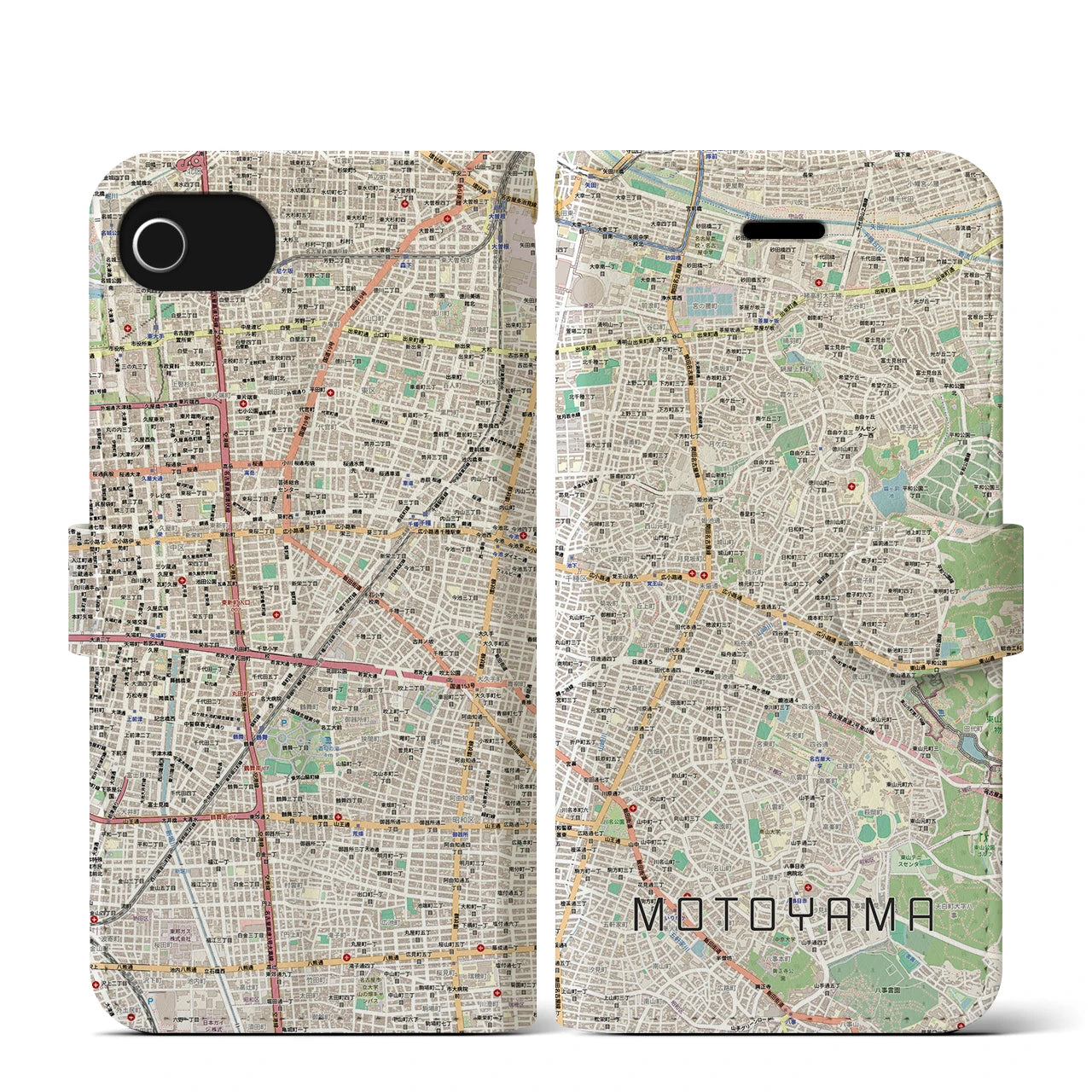 【本山（愛知県）】地図柄iPhoneケース（手帳タイプ）