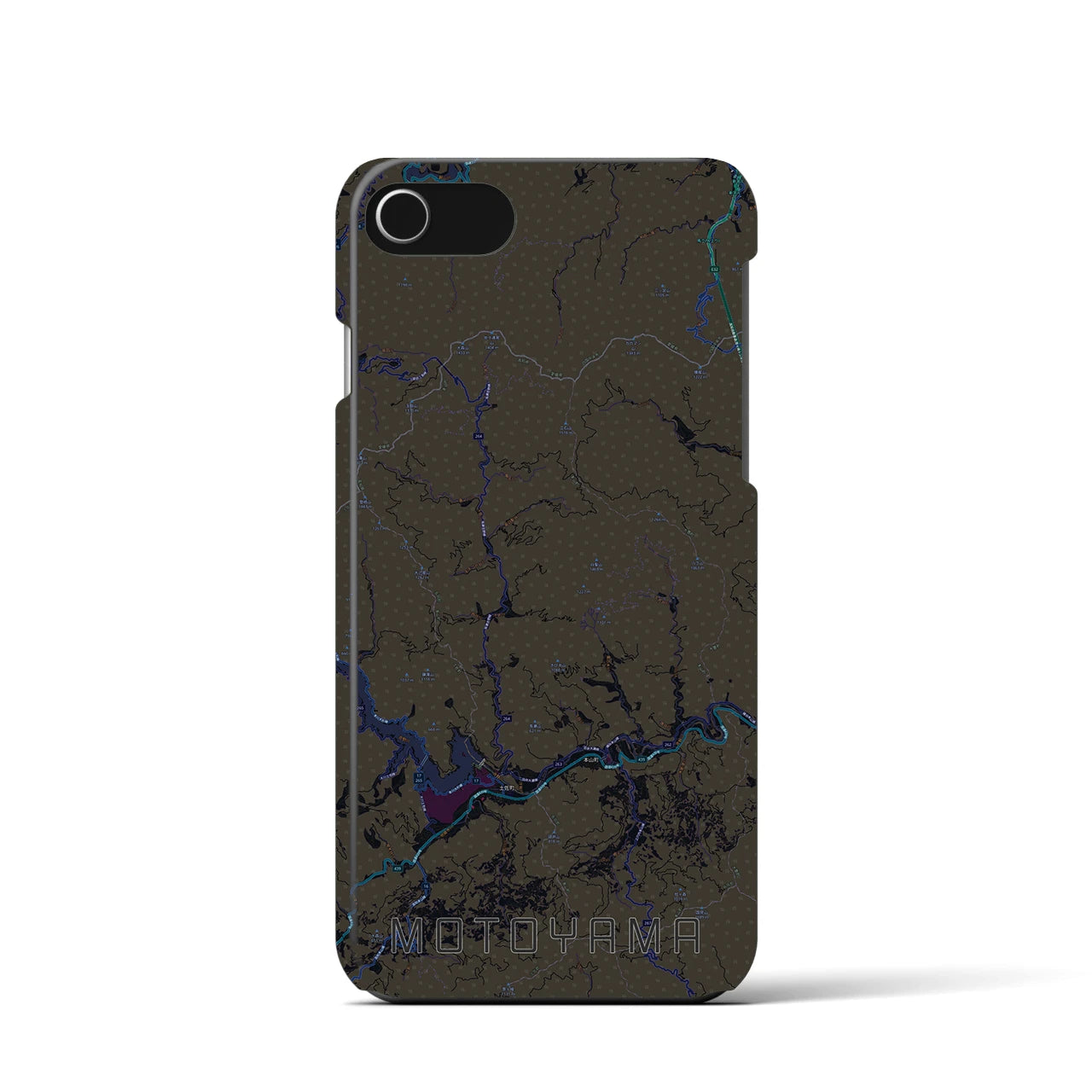 【本山】地図柄iPhoneケース（バックカバータイプ・ブラック）iPhone SE（第3 / 第2世代） / 8 / 7 / 6s / 6 用