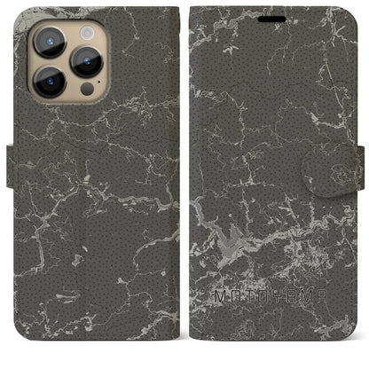 【本山（高知県）】地図柄iPhoneケース（手帳タイプ）モノトーン・iPhone 14 Pro Max 用