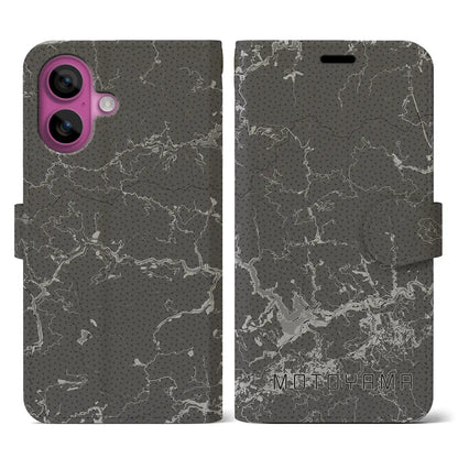 【本山（高知県）】地図柄iPhoneケース（手帳タイプ）モノトーン・iPhone 16 Pro 用