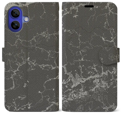 【本山（高知県）】地図柄iPhoneケース（手帳タイプ）モノトーン・iPhone 16 Pro Max 用