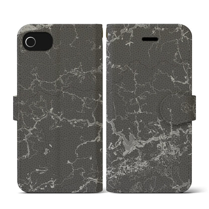 【本山（高知県）】地図柄iPhoneケース（手帳タイプ）モノトーン・iPhone SE（第3 / 第2世代） / 8 / 7 / 6s / 6 用