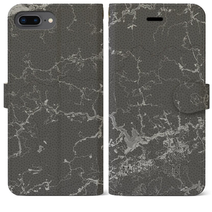 【本山（高知県）】地図柄iPhoneケース（手帳タイプ）モノトーン・iPhone 8Plus /7Plus / 6sPlus / 6Plus 用