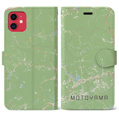 【本山（高知県）】地図柄iPhoneケース（手帳タイプ）ナチュラル・iPhone 11 用