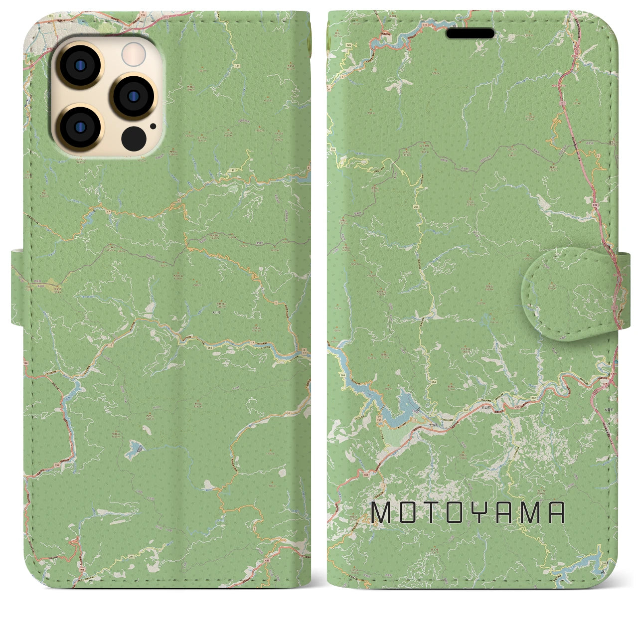 【本山】地図柄iPhoneケース（手帳両面タイプ・ナチュラル）iPhone 12 Pro Max 用