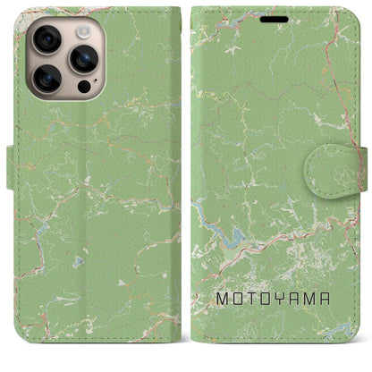 【本山（高知県）】地図柄iPhoneケース（手帳タイプ）ナチュラル・iPhone 16 Plus 用