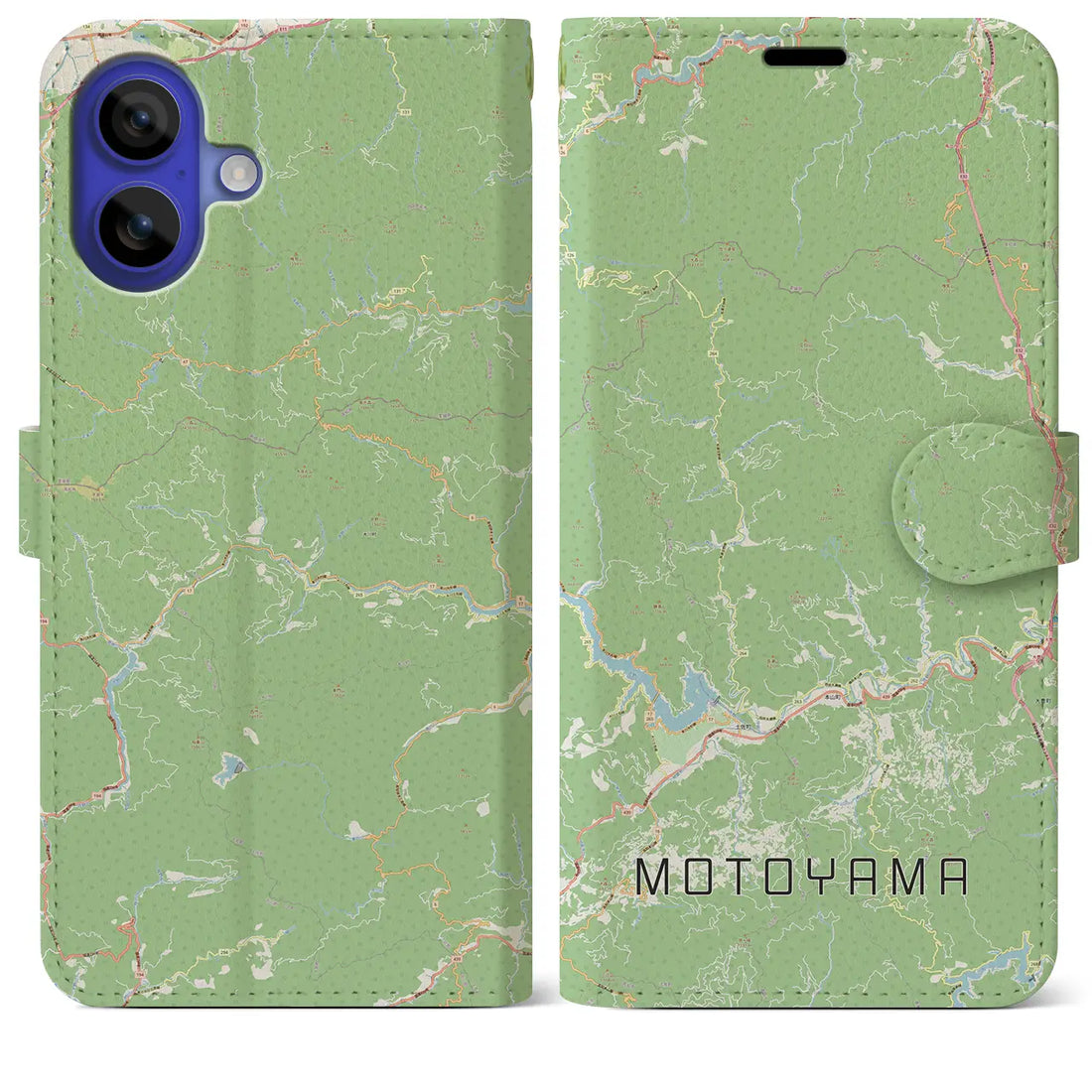 【本山(高知県)】地図柄iPhoneケース(手帳タイプ)ナチュラル・iPhone 16 Pro Max 用